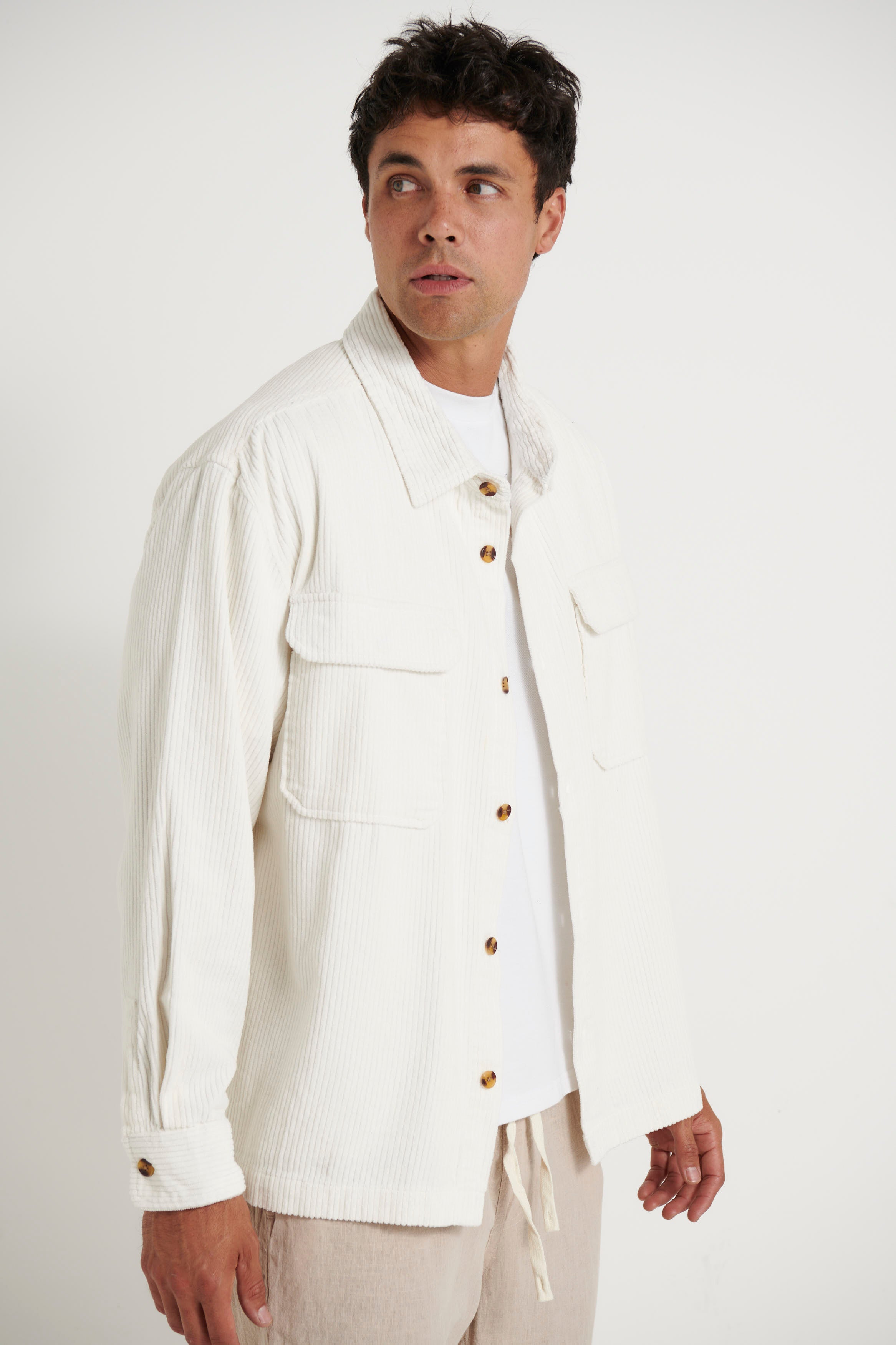 Dion Cord Overshirt Ivory