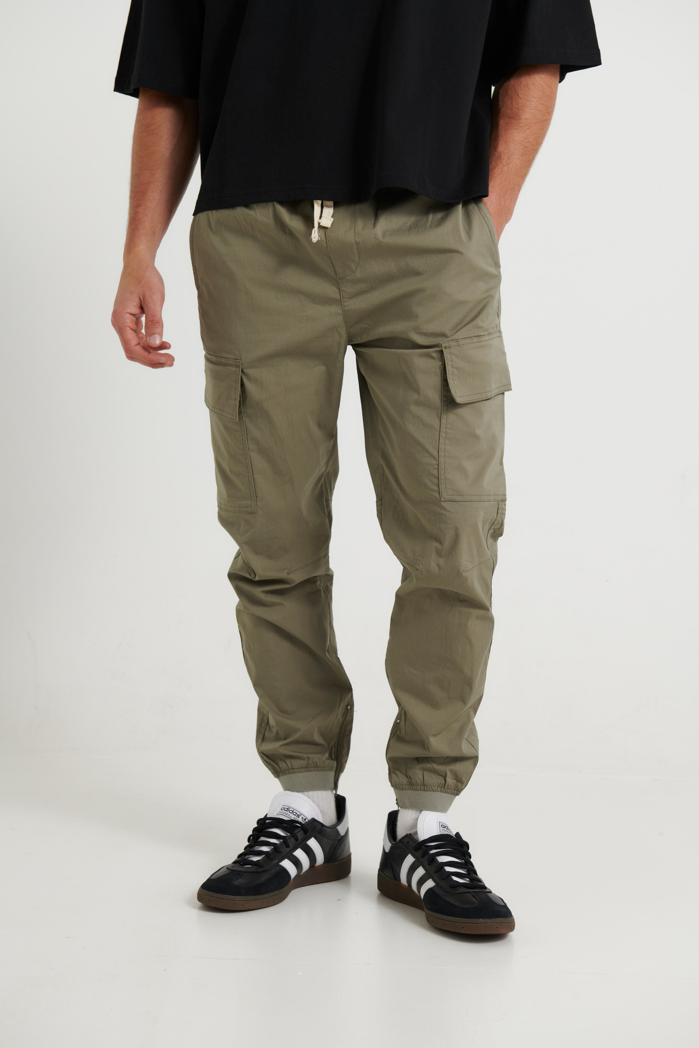 Zip Chute Jogger Khaki - FINAL SALE