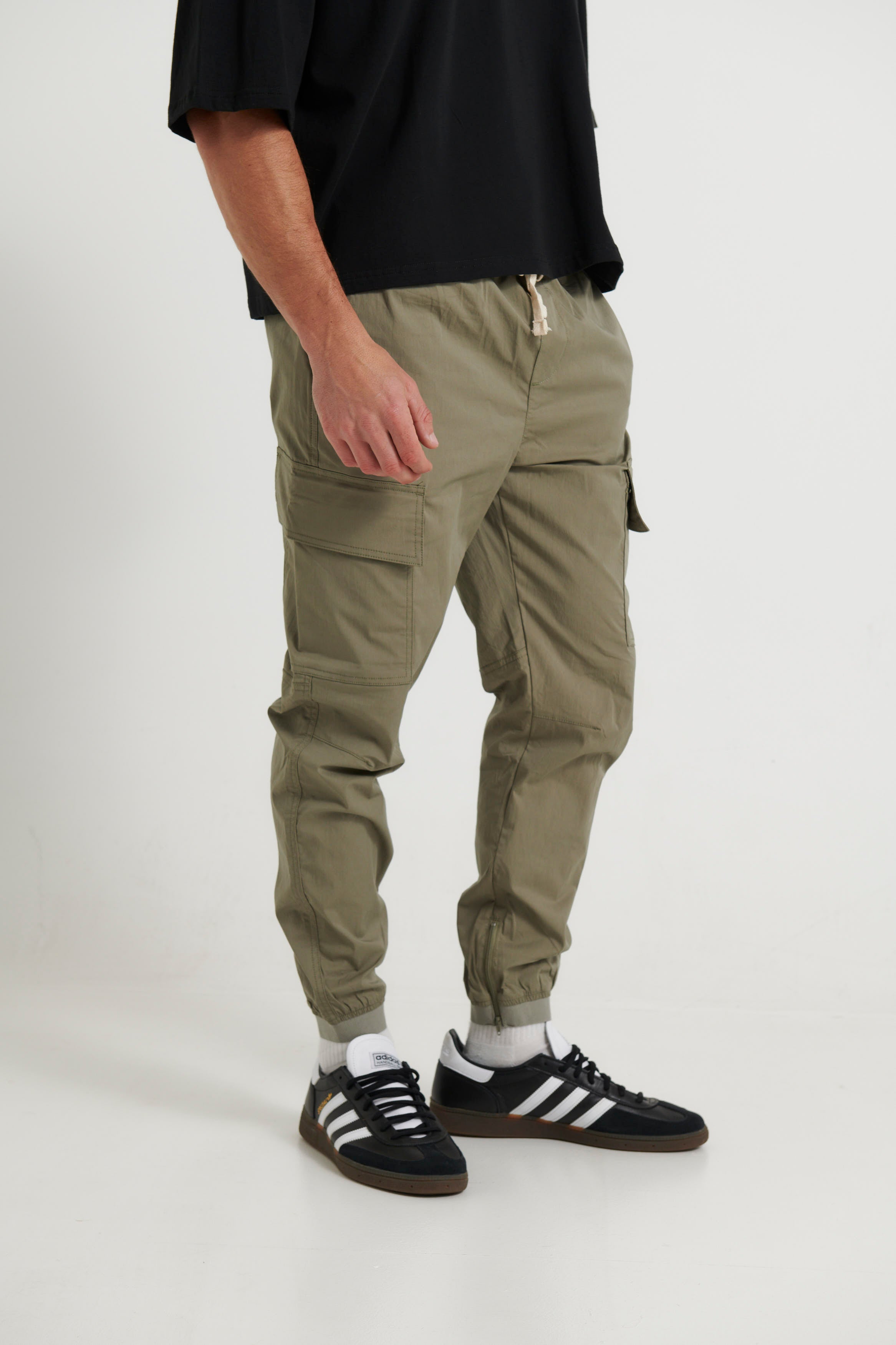 Zip Chute Jogger Khaki - FINAL SALE