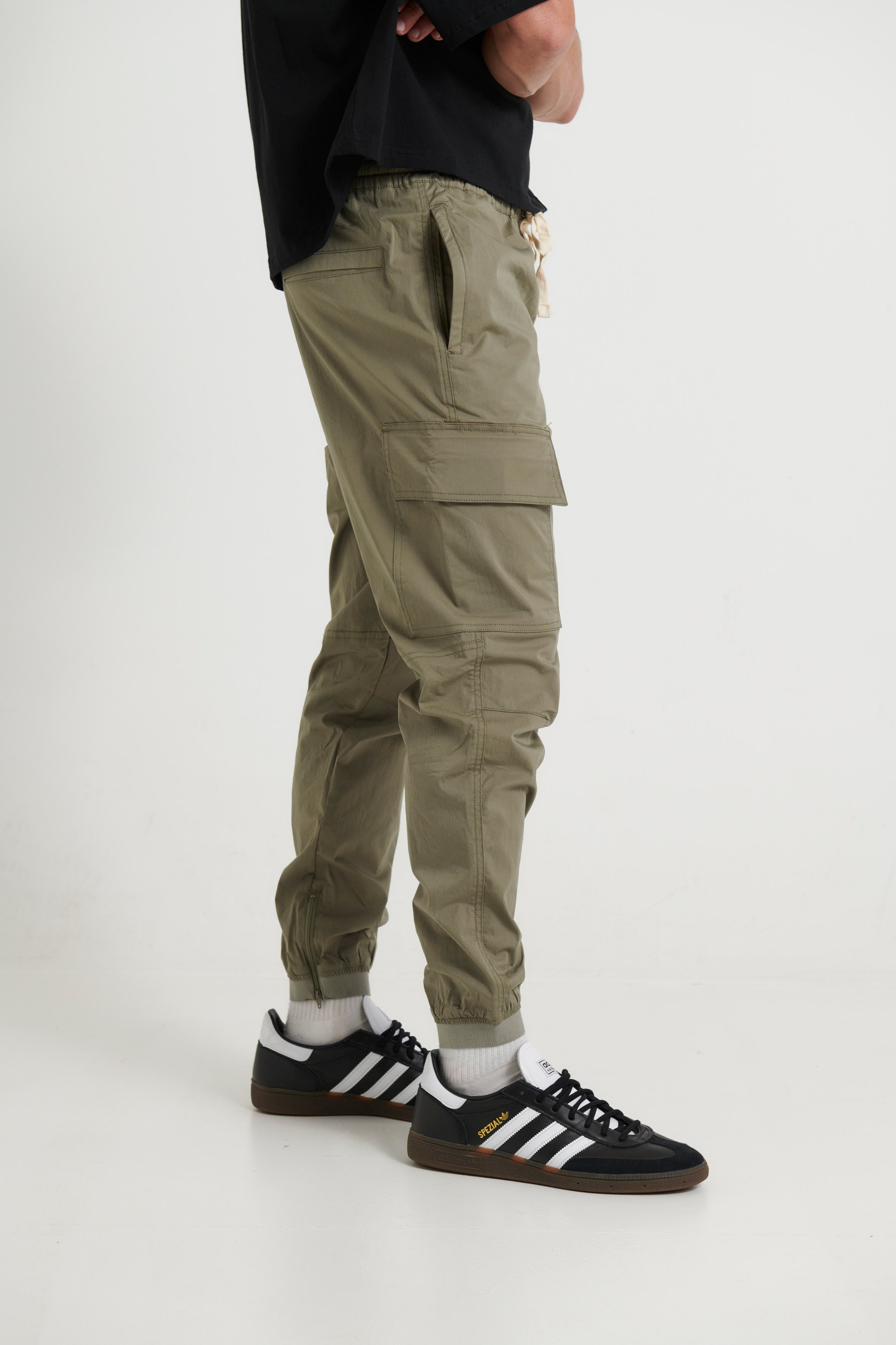 Zip Chute Jogger Khaki - FINAL SALE
