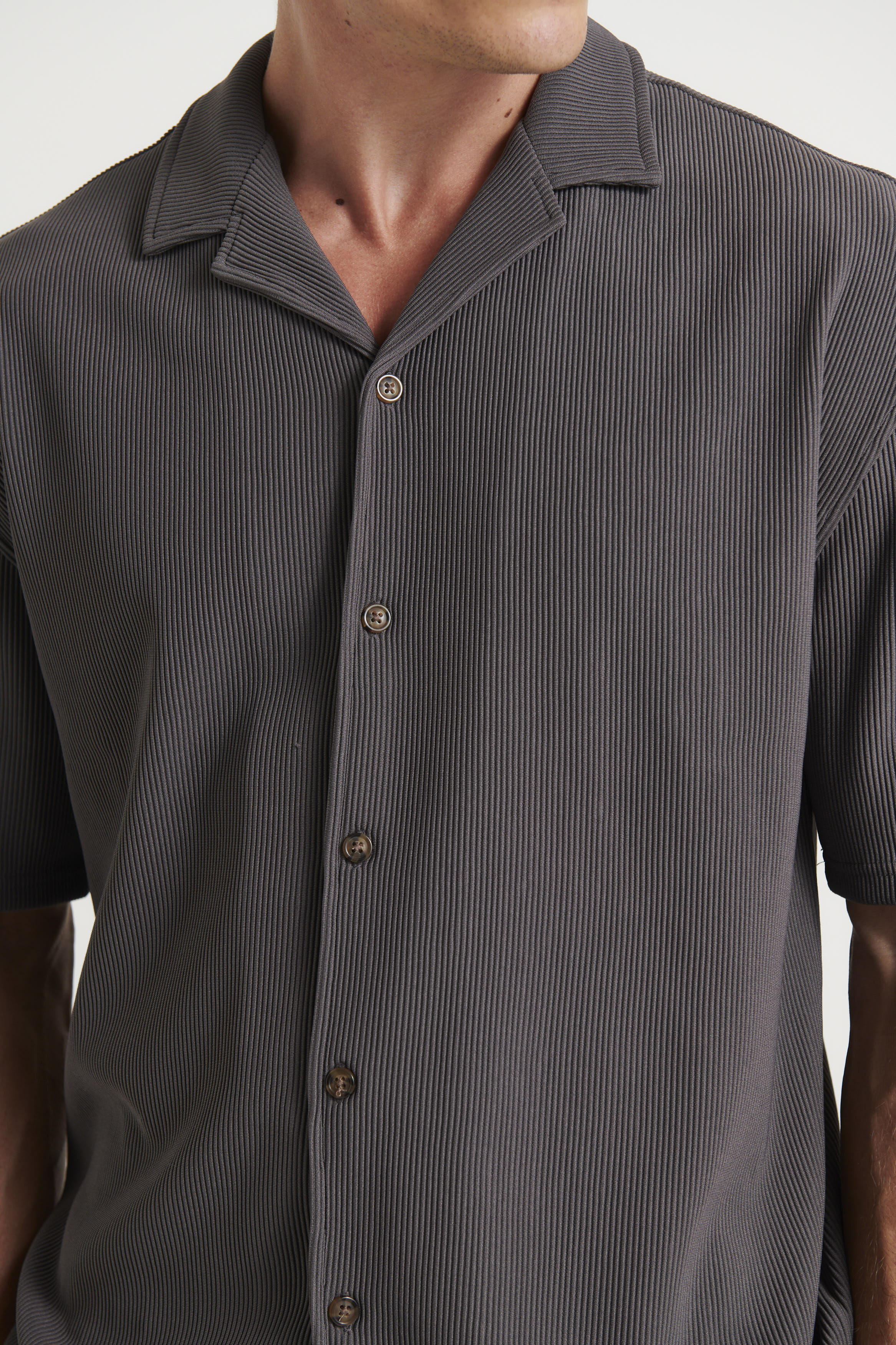 Raf Cropped Shirt Ribbed Dark Grey