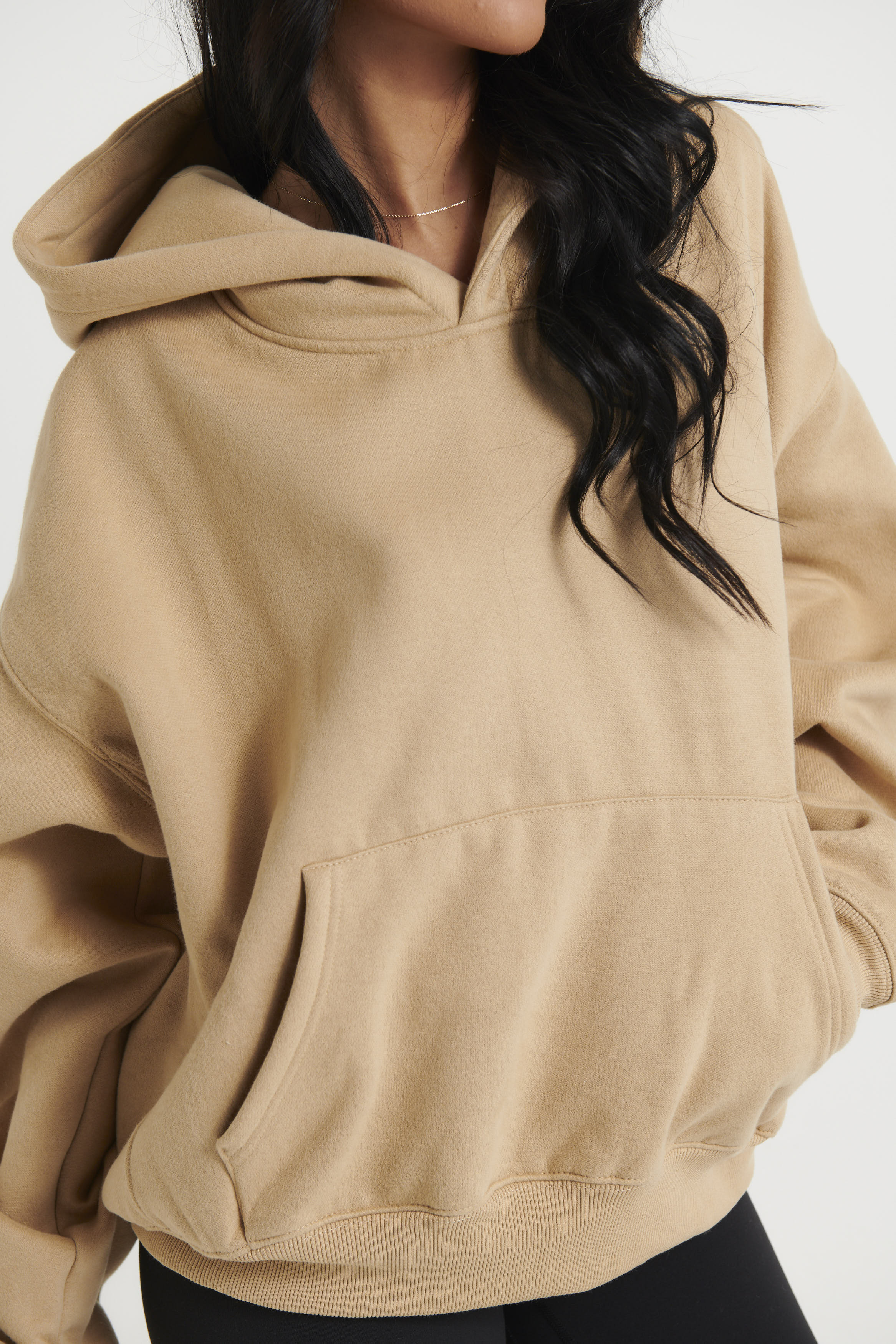 Unisex Roman Cropped Drop Hoodie Stone