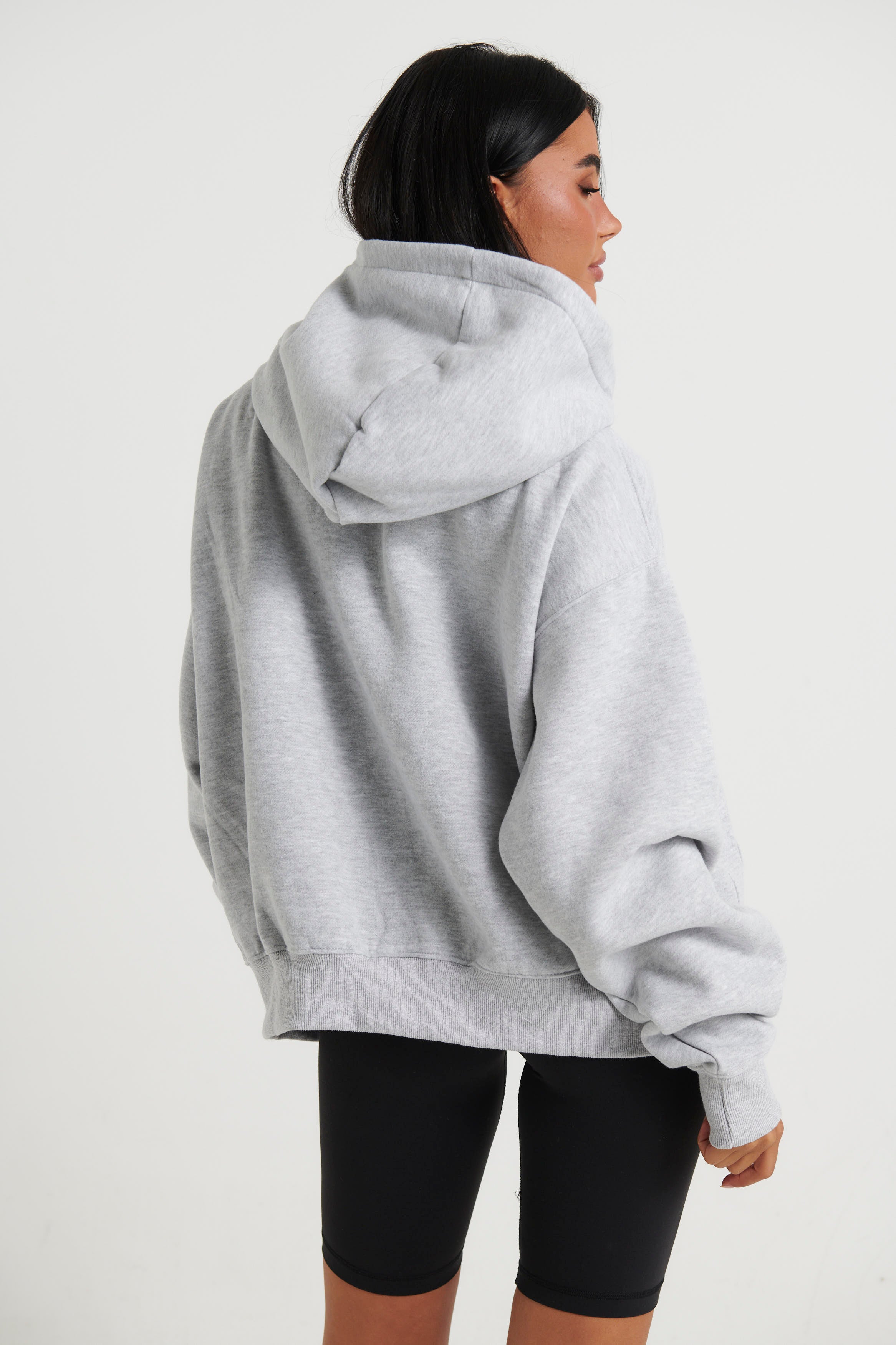 Unisex Roman Cropped Drop Hoodie Grey