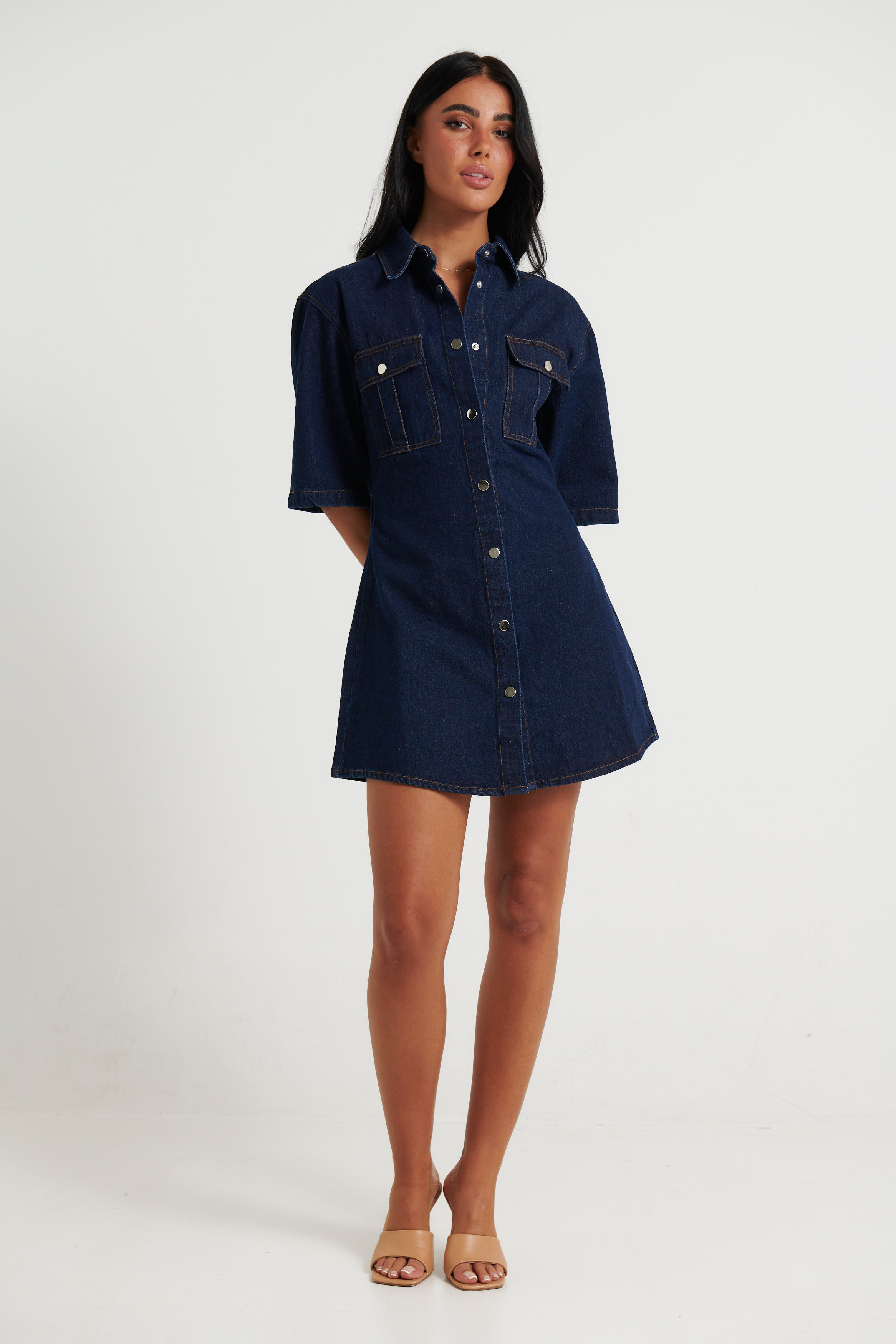Kaneisha Denim Dress Dark Denim - FINAL SALE