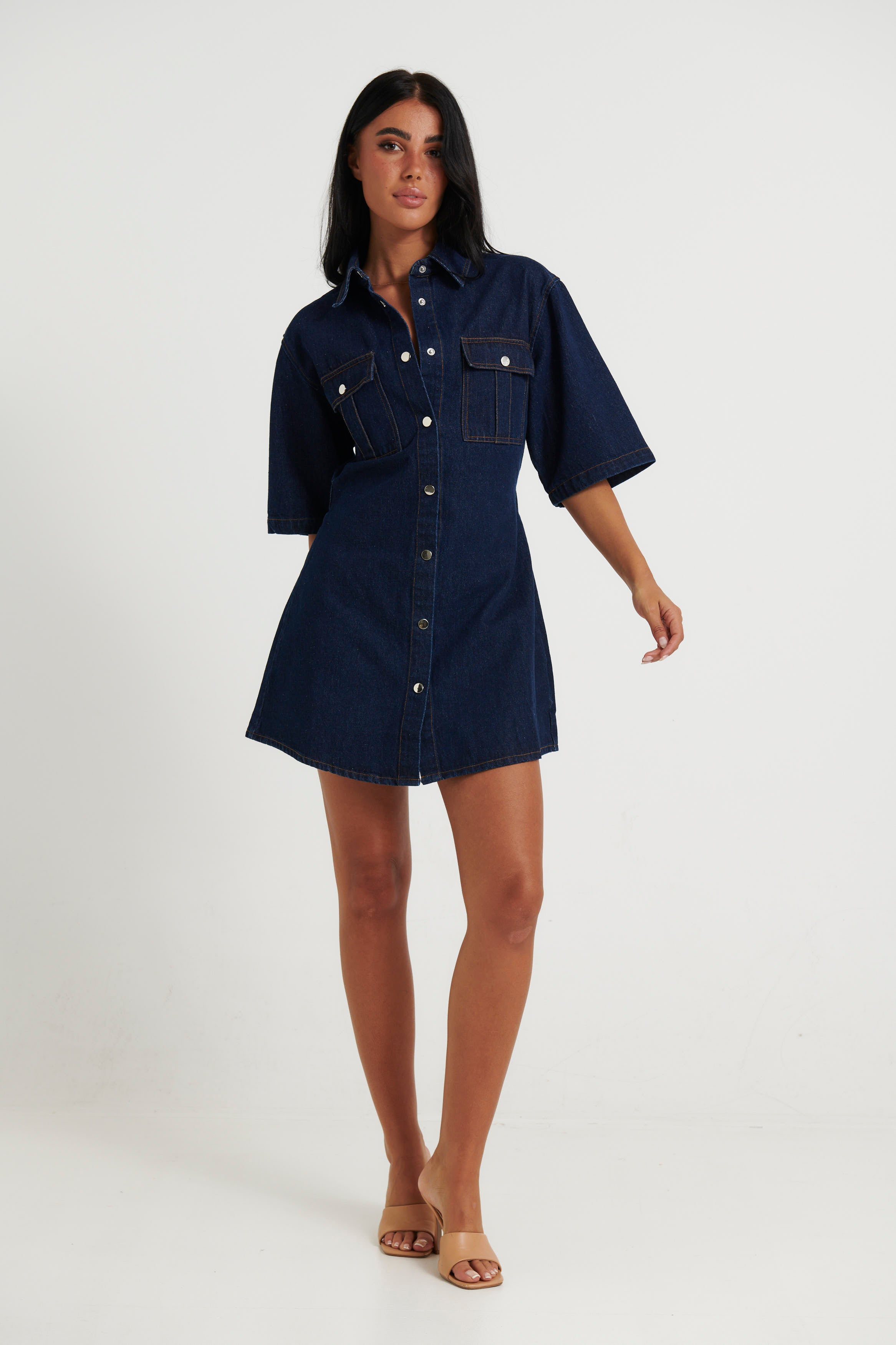 Kaneisha Denim Dress Dark Denim - FINAL SALE