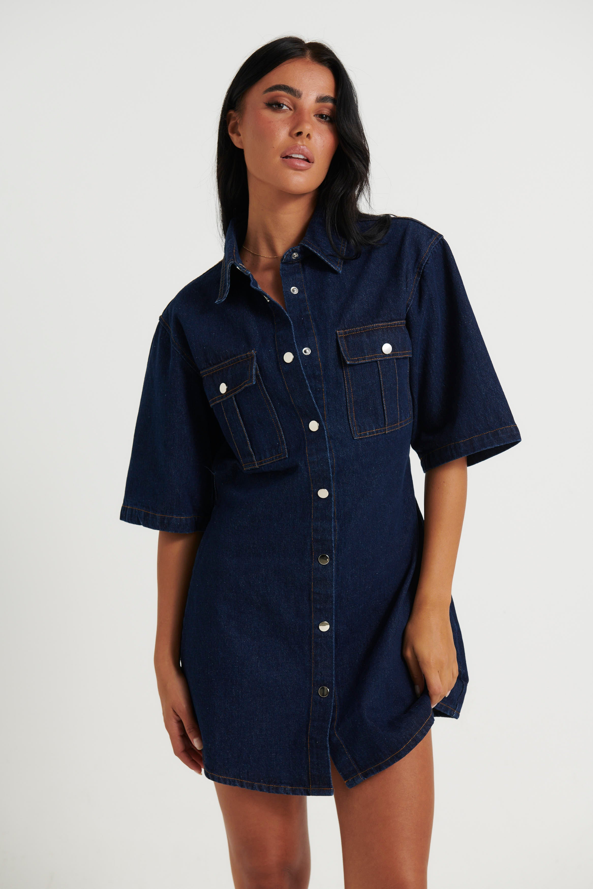 Kaneisha Denim Dress Dark Denim - FINAL SALE
