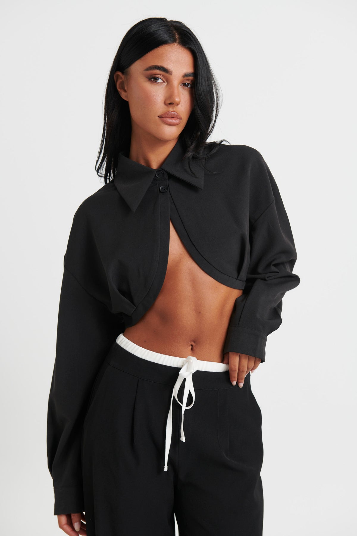 Franca Cropped Shirt Black