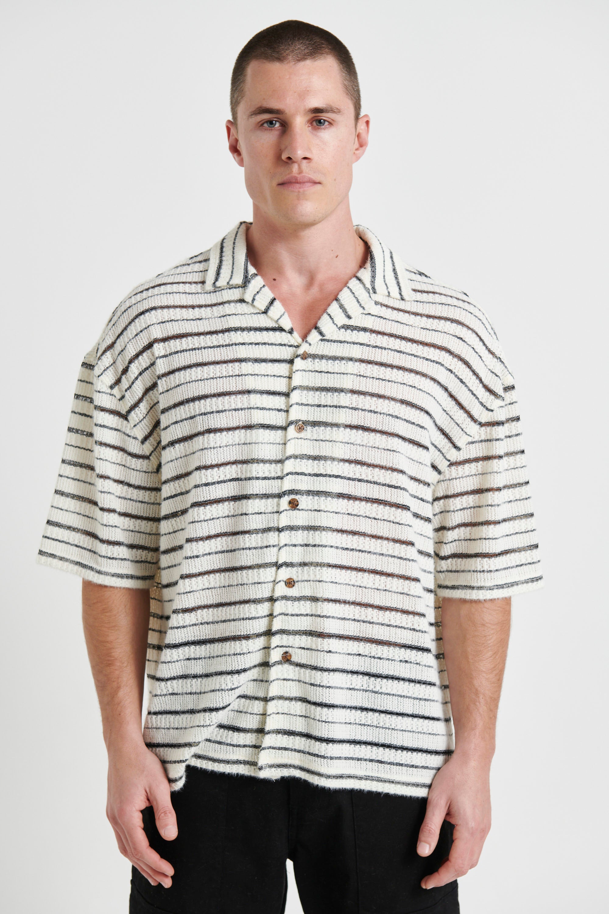 Raf Cropped Shirt Soft Knit Stripe - FINAL SALE