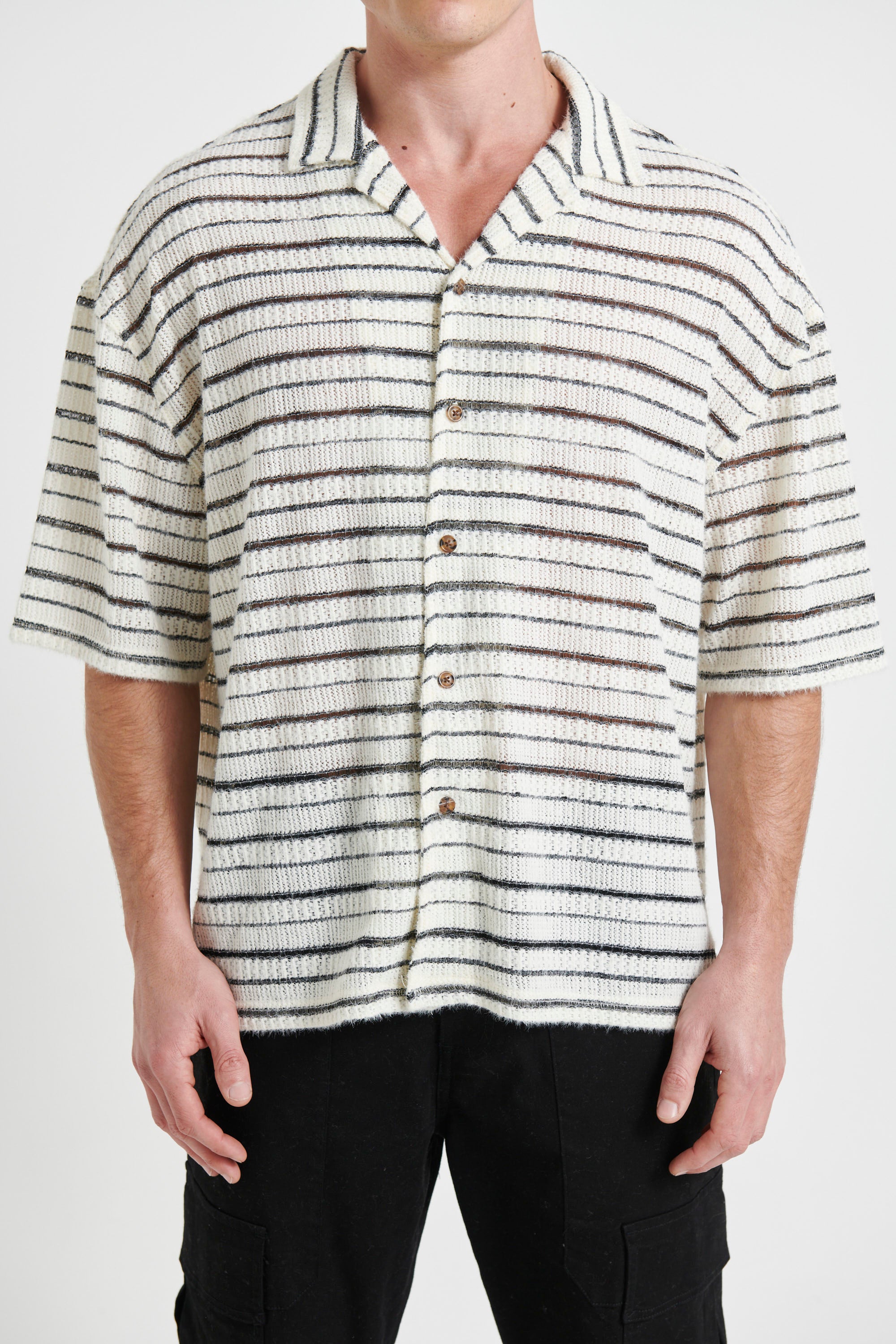 Raf Cropped Shirt Soft Knit Stripe - FINAL SALE