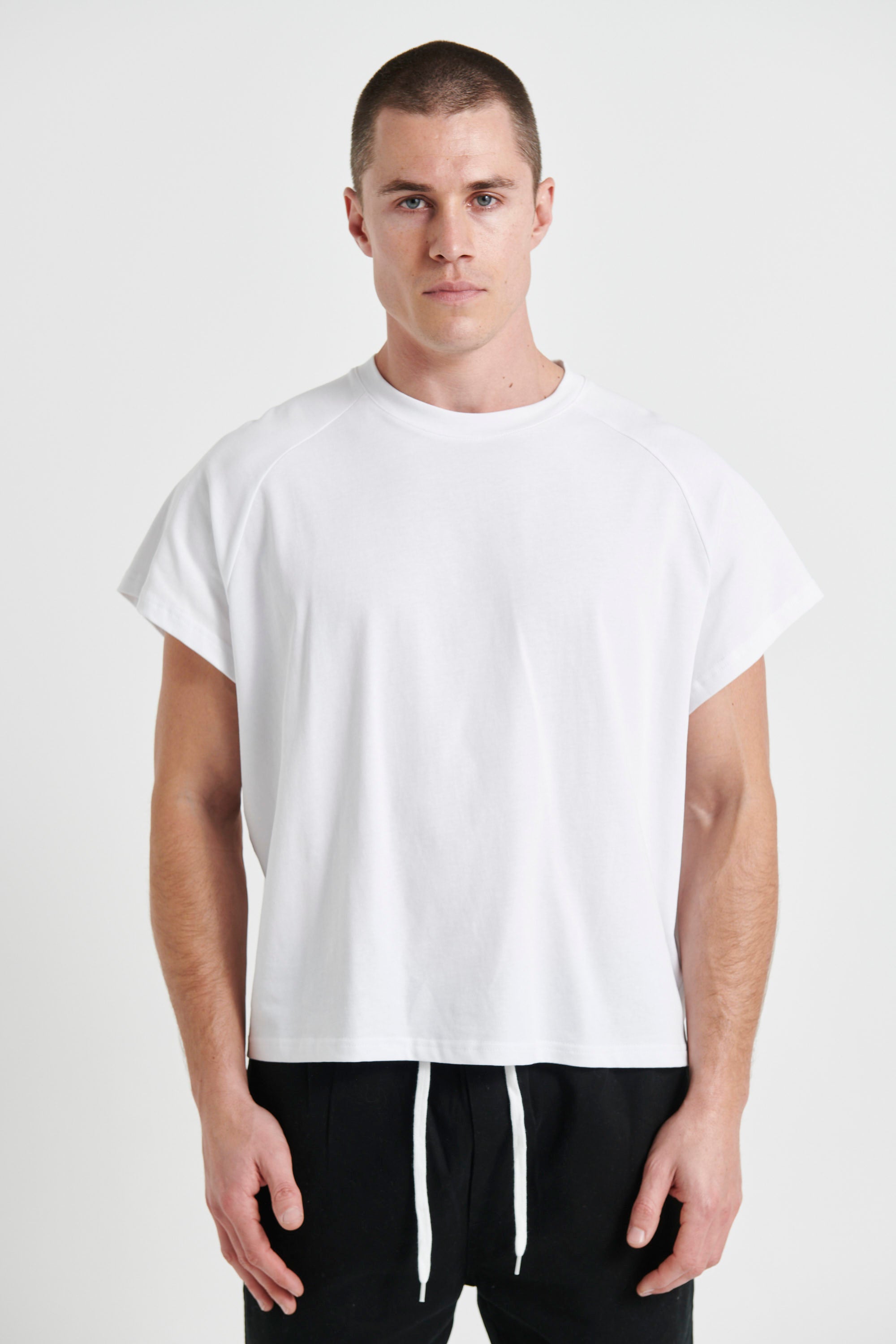Raglan Crop Box Tank White