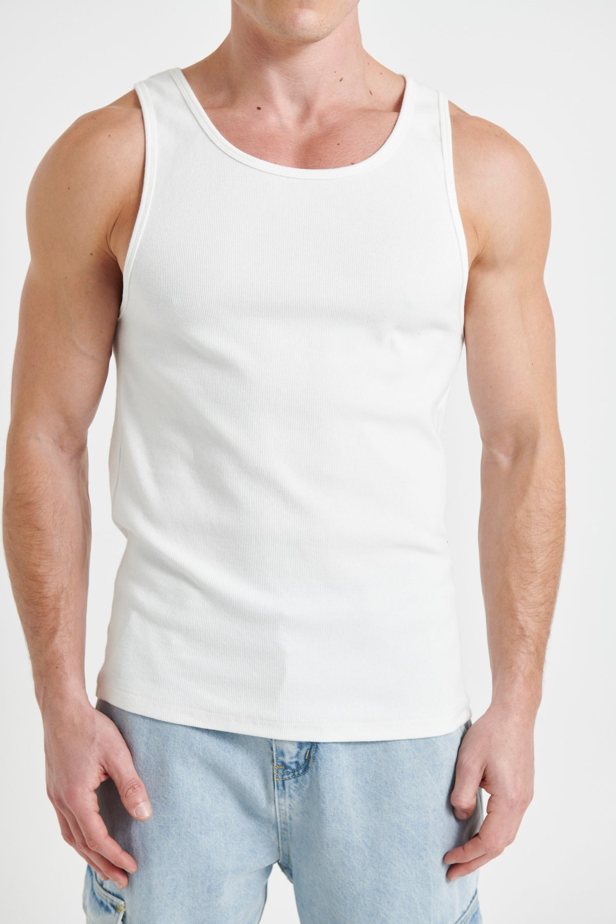 NTH Fitted Ribbed Tank White