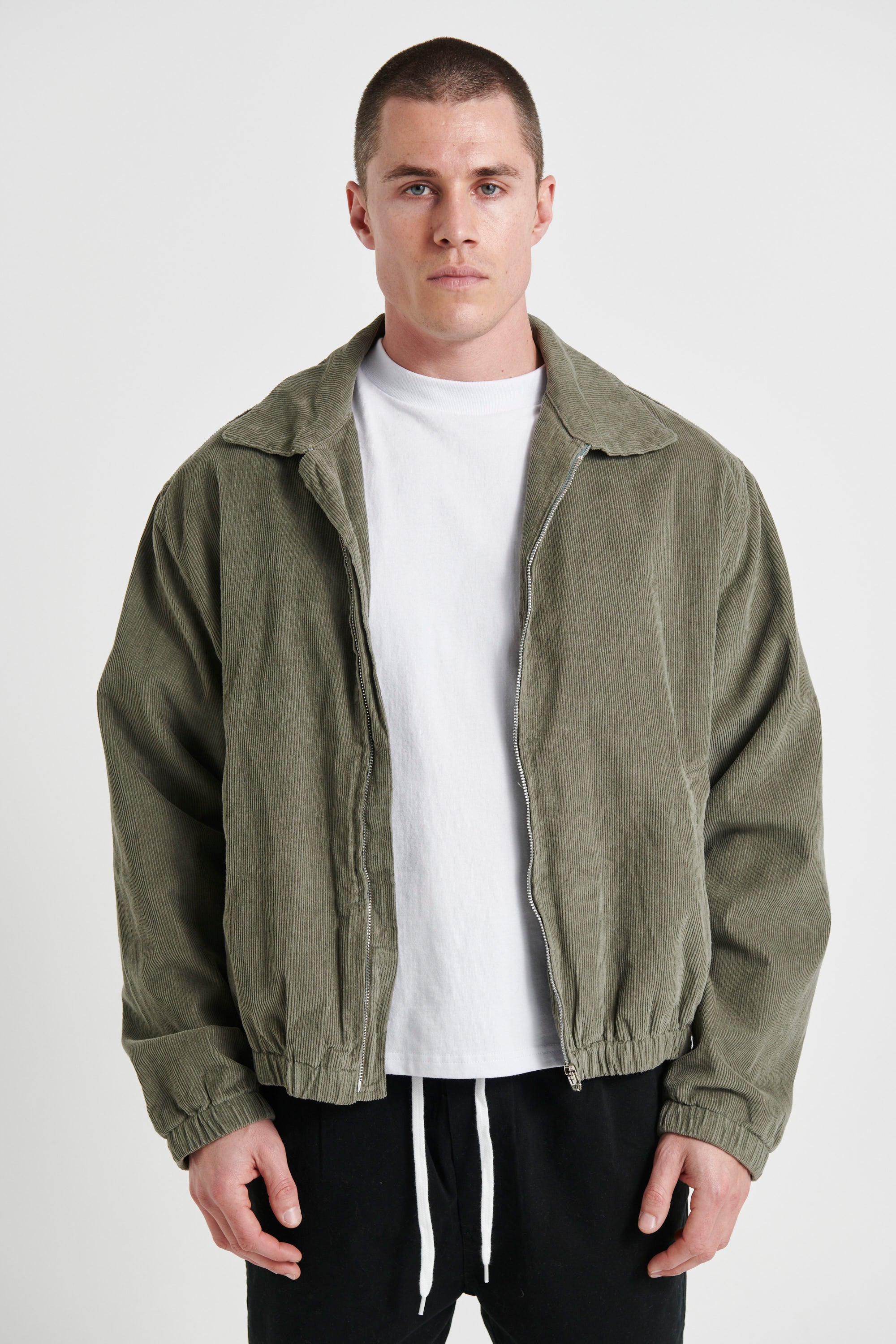 Collar Cord Bomber Khaki