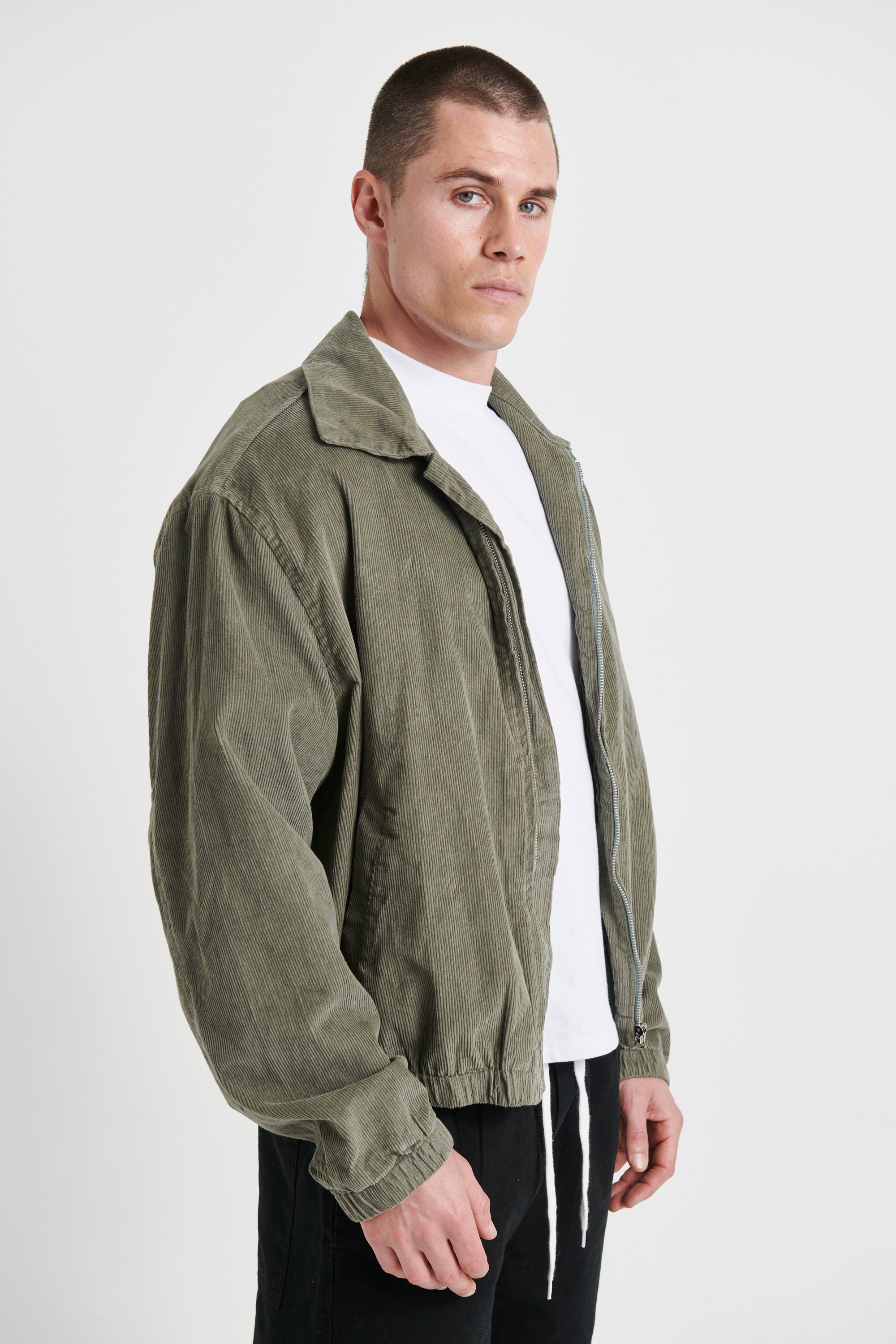 Collar Cord Bomber Khaki