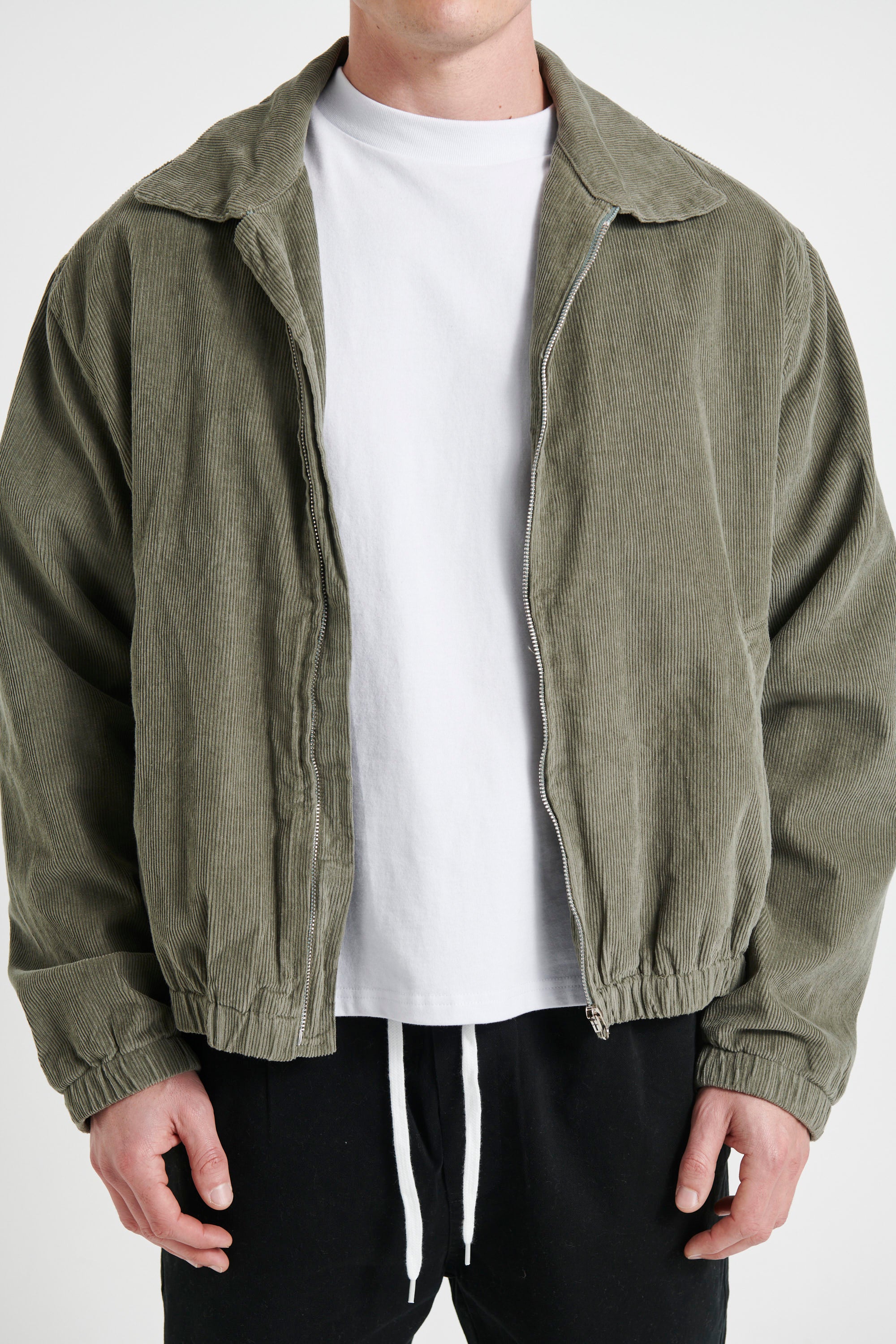 Collar Cord Bomber Khaki