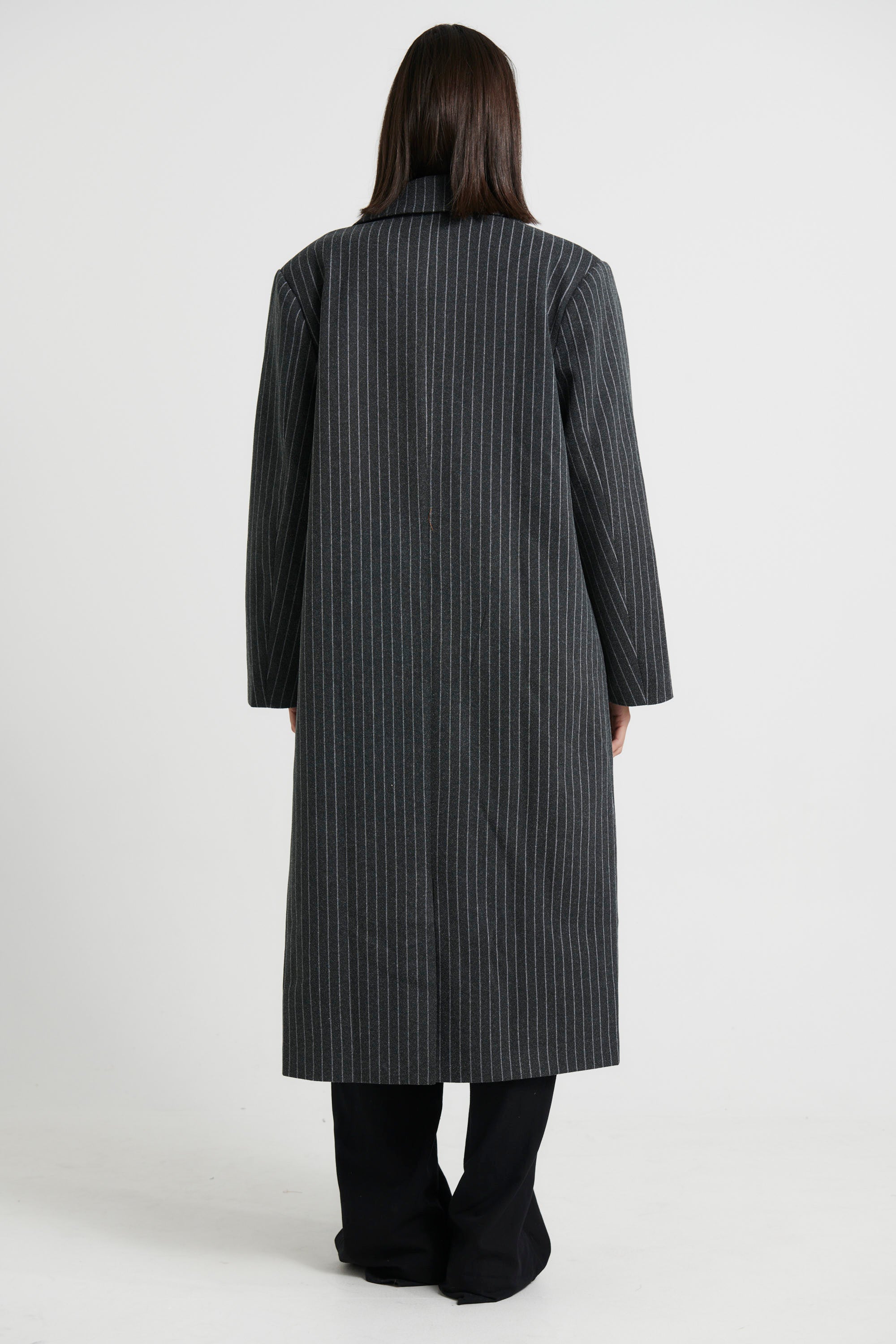Olsen Coat Onyx Pinstripe - FINAL SALE