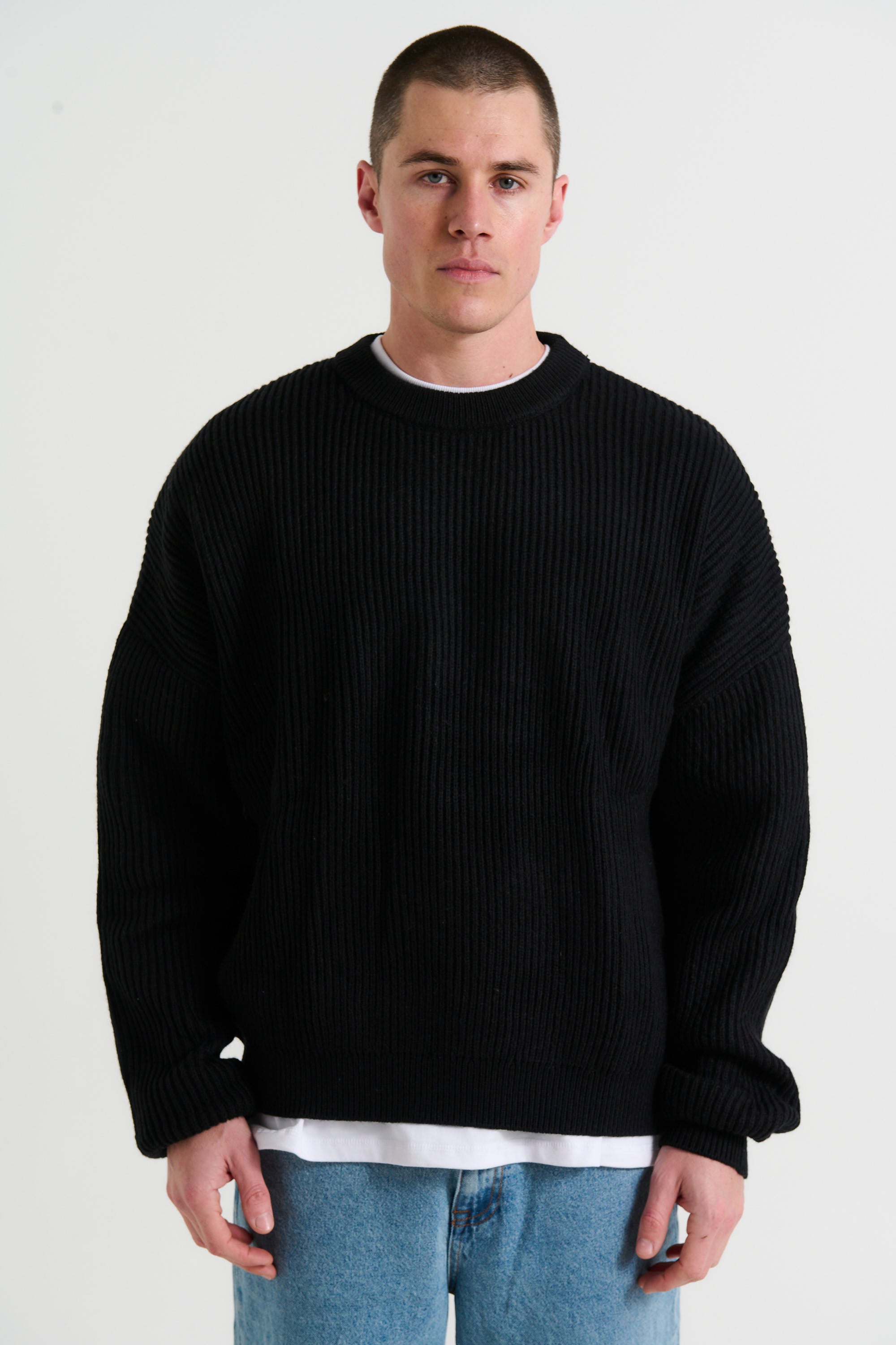 Drop Sleeve Heavy Knit Black