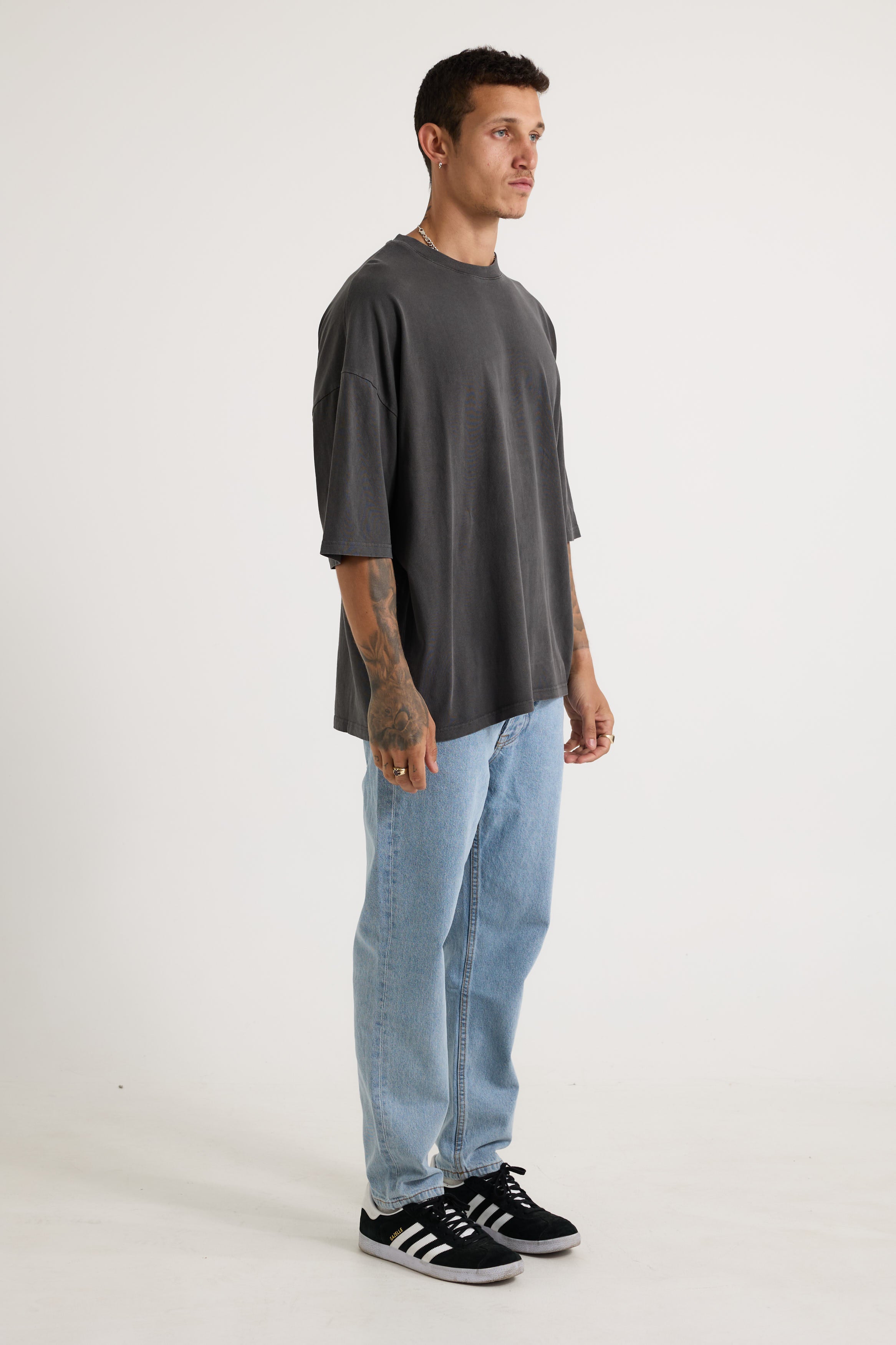 Miller Drop Shoulder Box Tee Charcoal - FINAL SALE