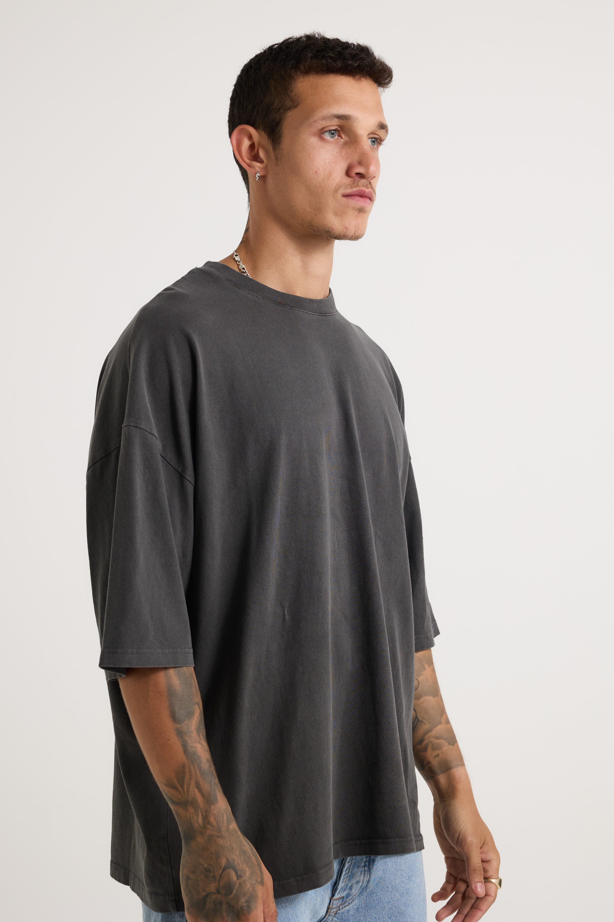 Miller Drop Shoulder Box Tee Charcoal - FINAL SALE