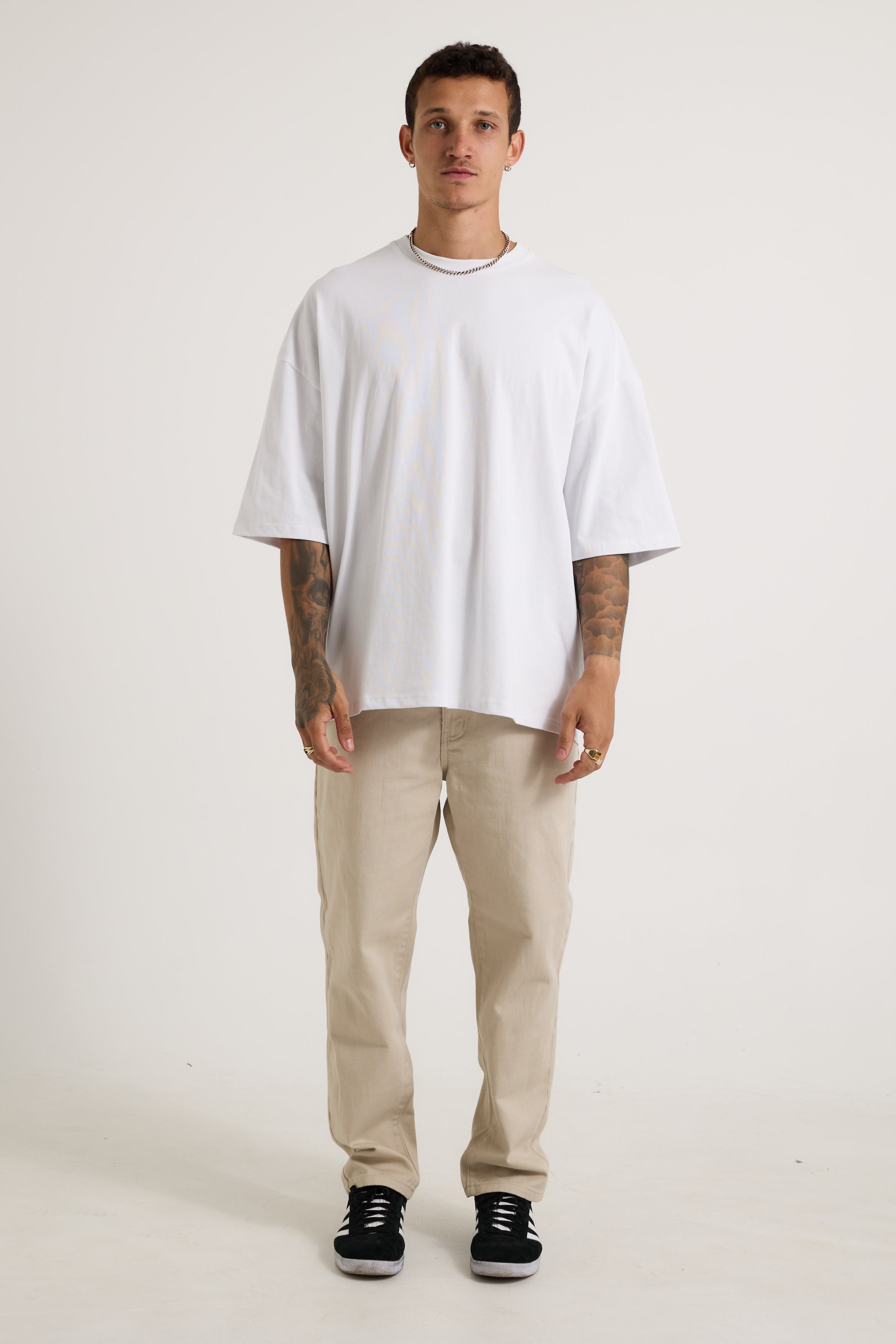 Miller Drop Shoulder Box Tee White