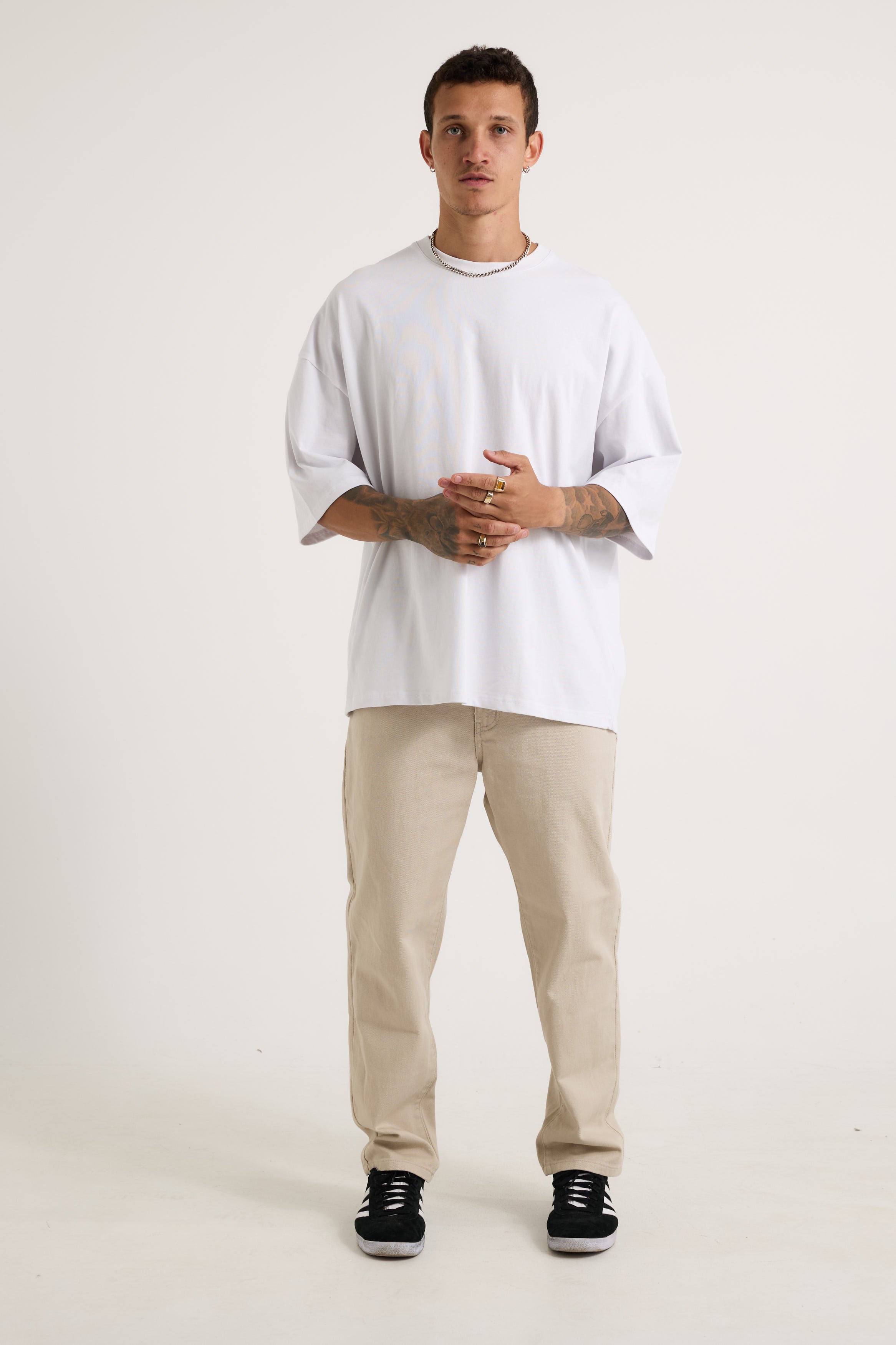 Miller Drop Shoulder Box Tee White