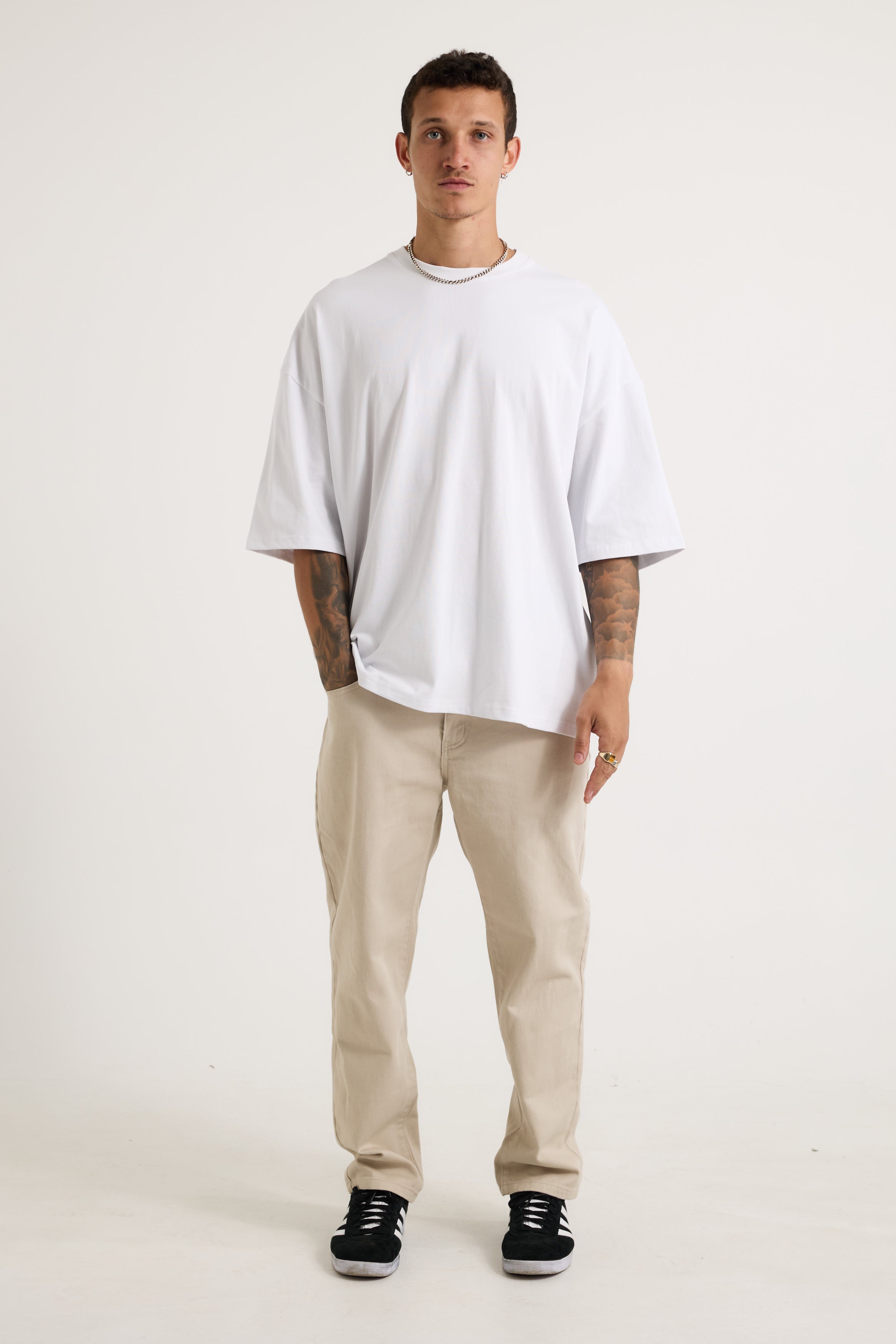 Miller Drop Shoulder Box Tee White