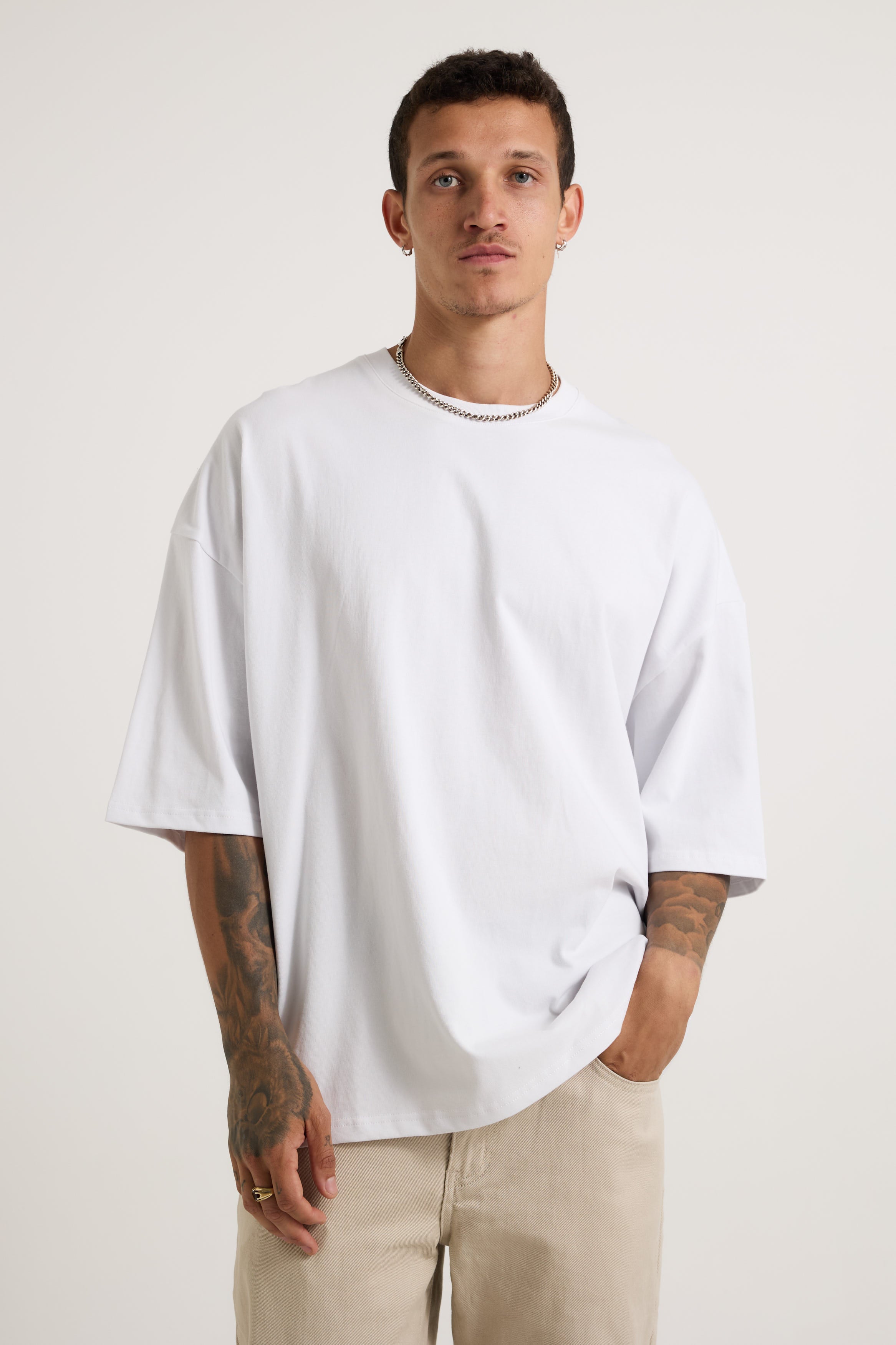 Miller Drop Shoulder Box Tee White
