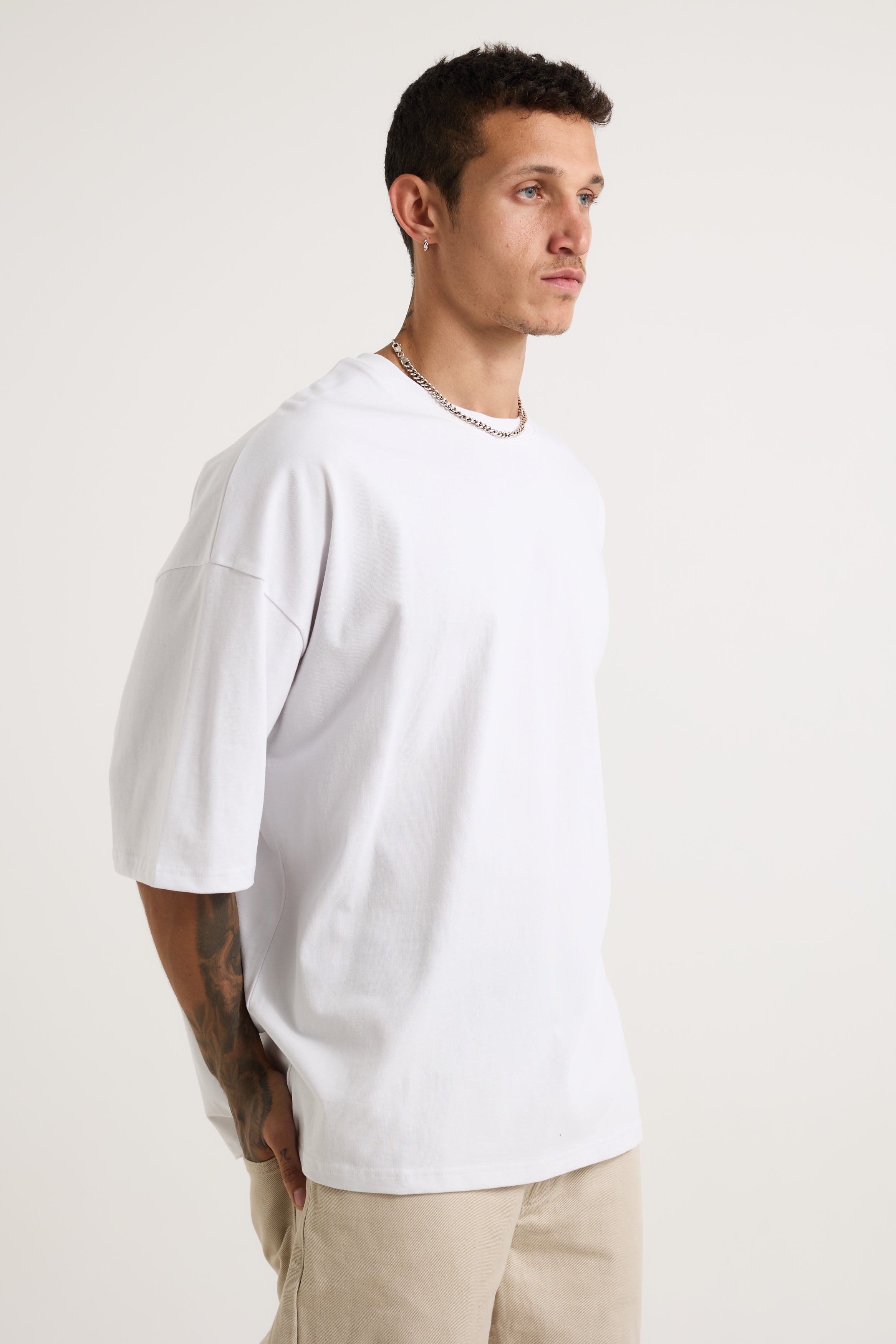 Miller Drop Shoulder Box Tee White