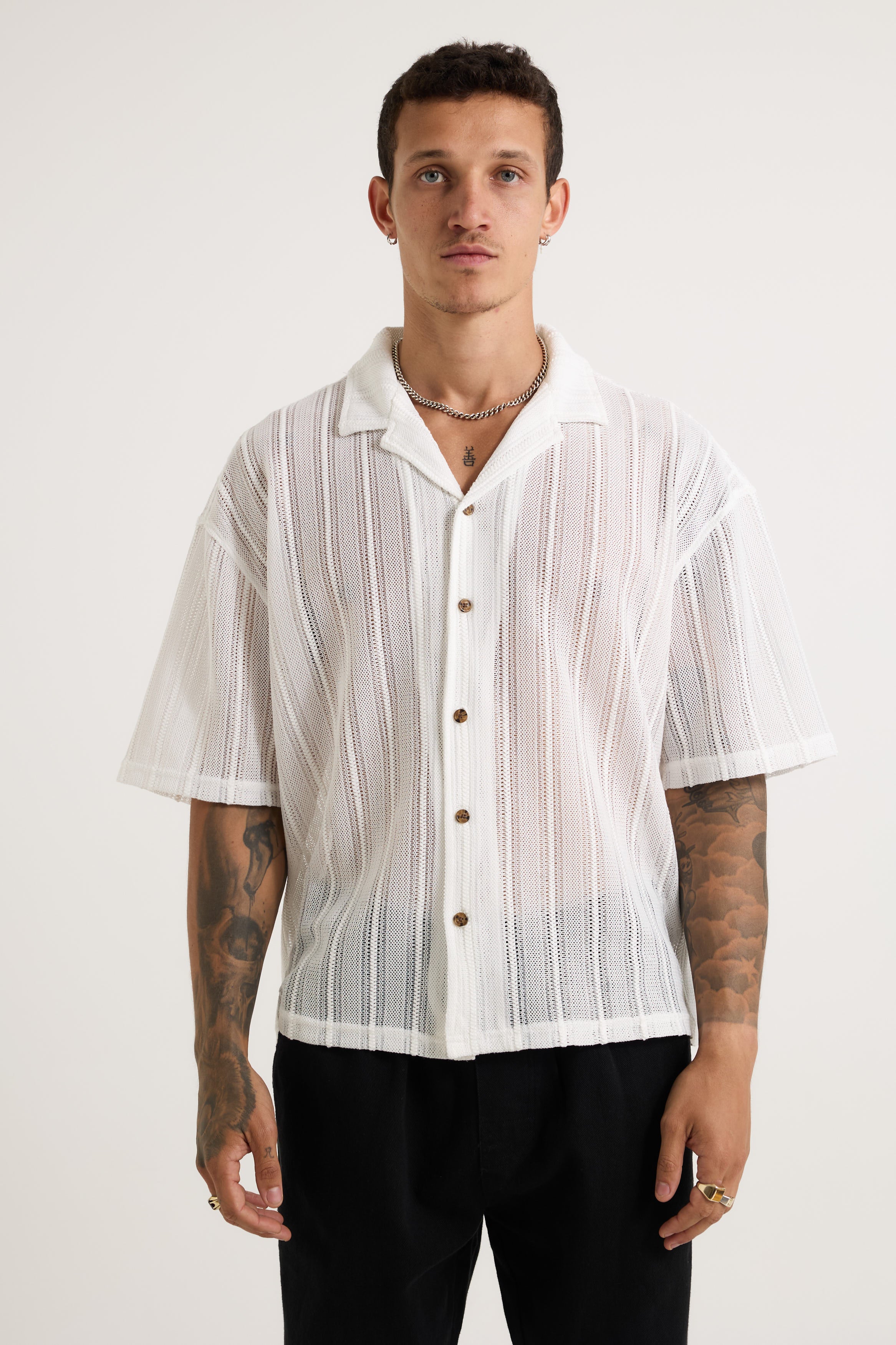 Raf Cropped Shirt Stitch White - FINAL SALE