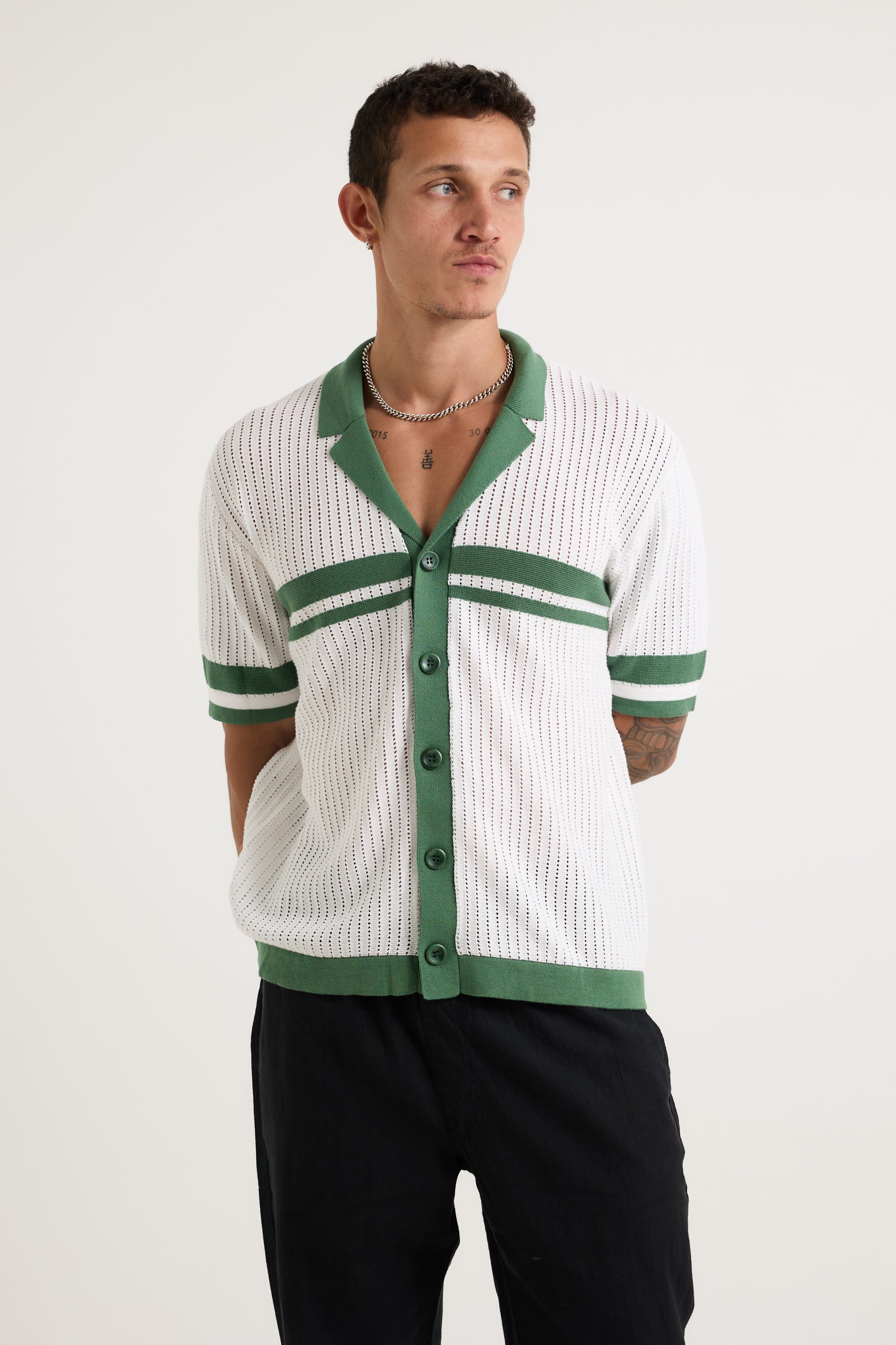 Brody Shirt Khaki / White