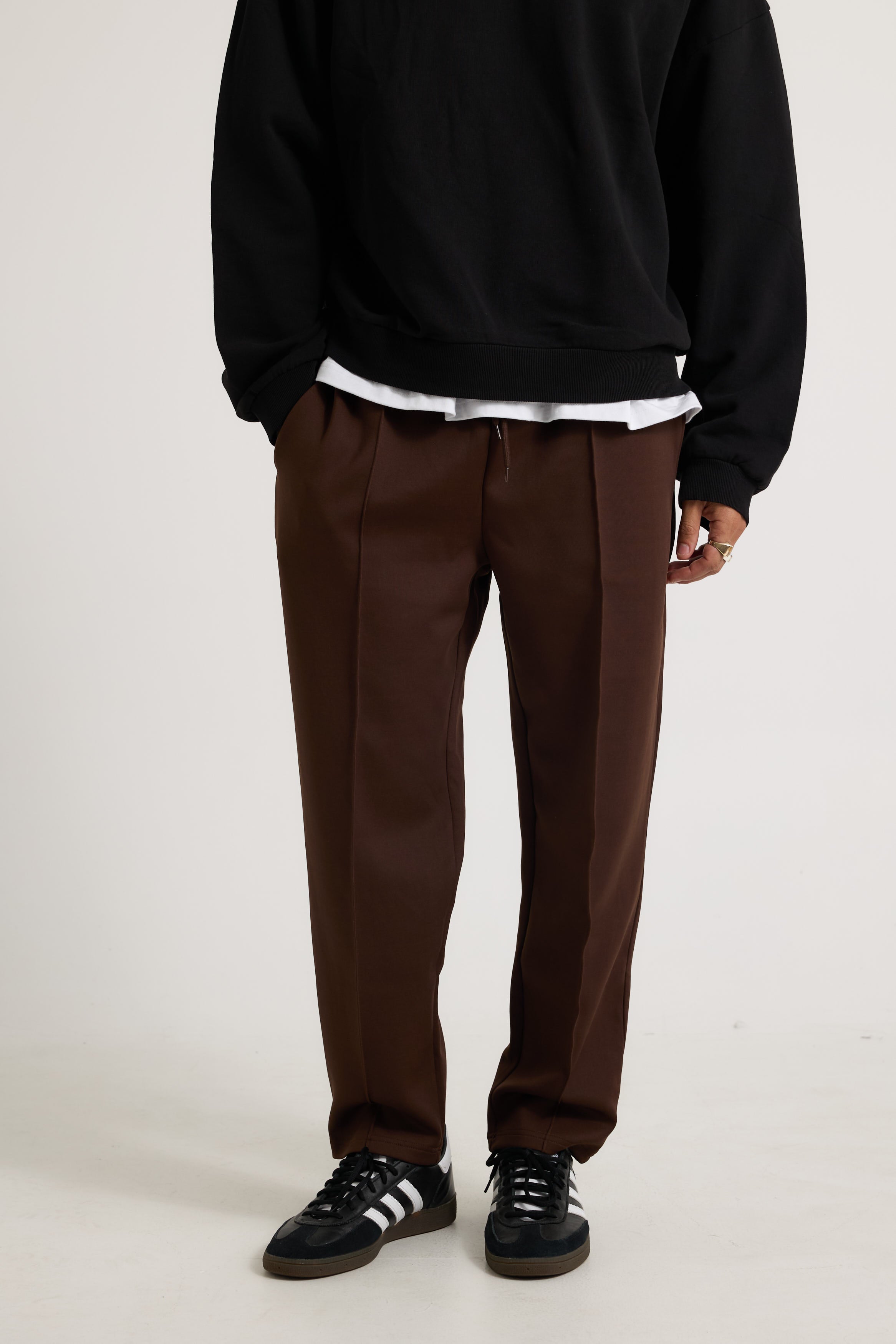 Pleat Track Pant Choc - FINAL SALE