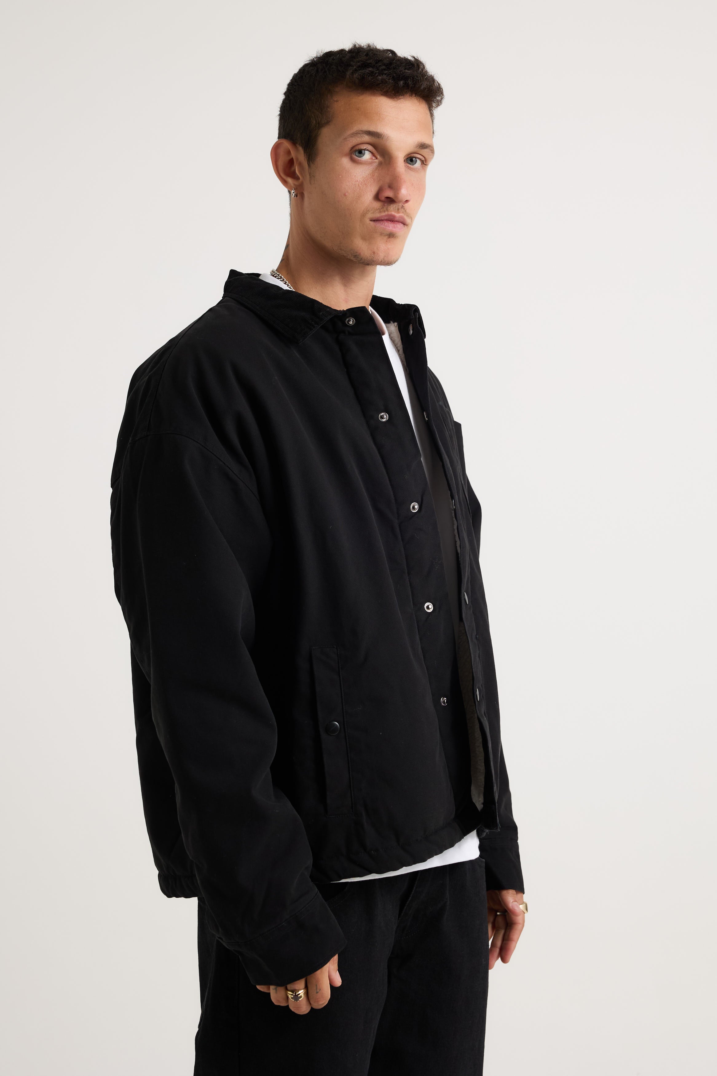 Padded Trucker Jacket Black - FINAL SALE