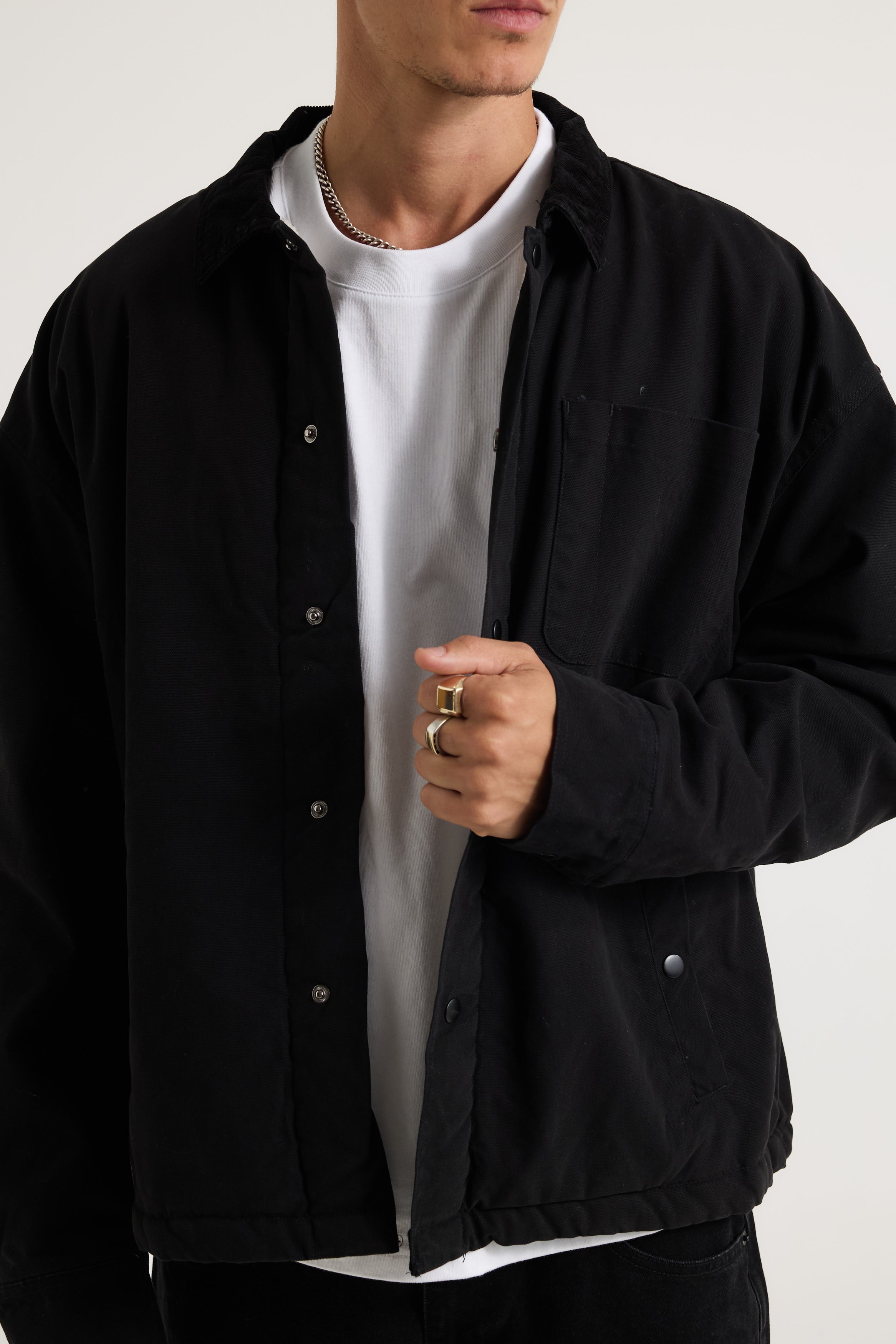 Padded Trucker Jacket Black - FINAL SALE