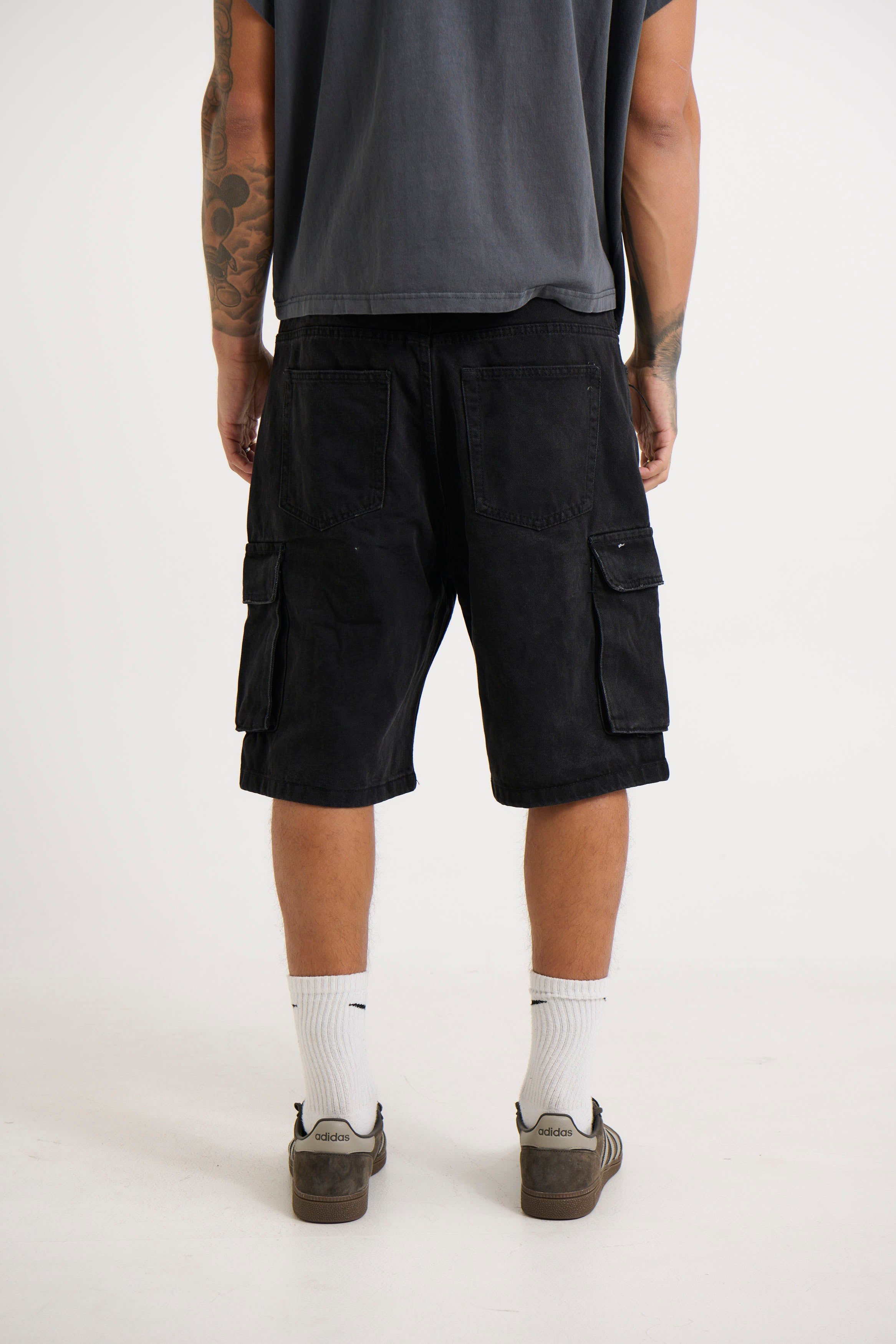 Neil Cargo Denim Short Black