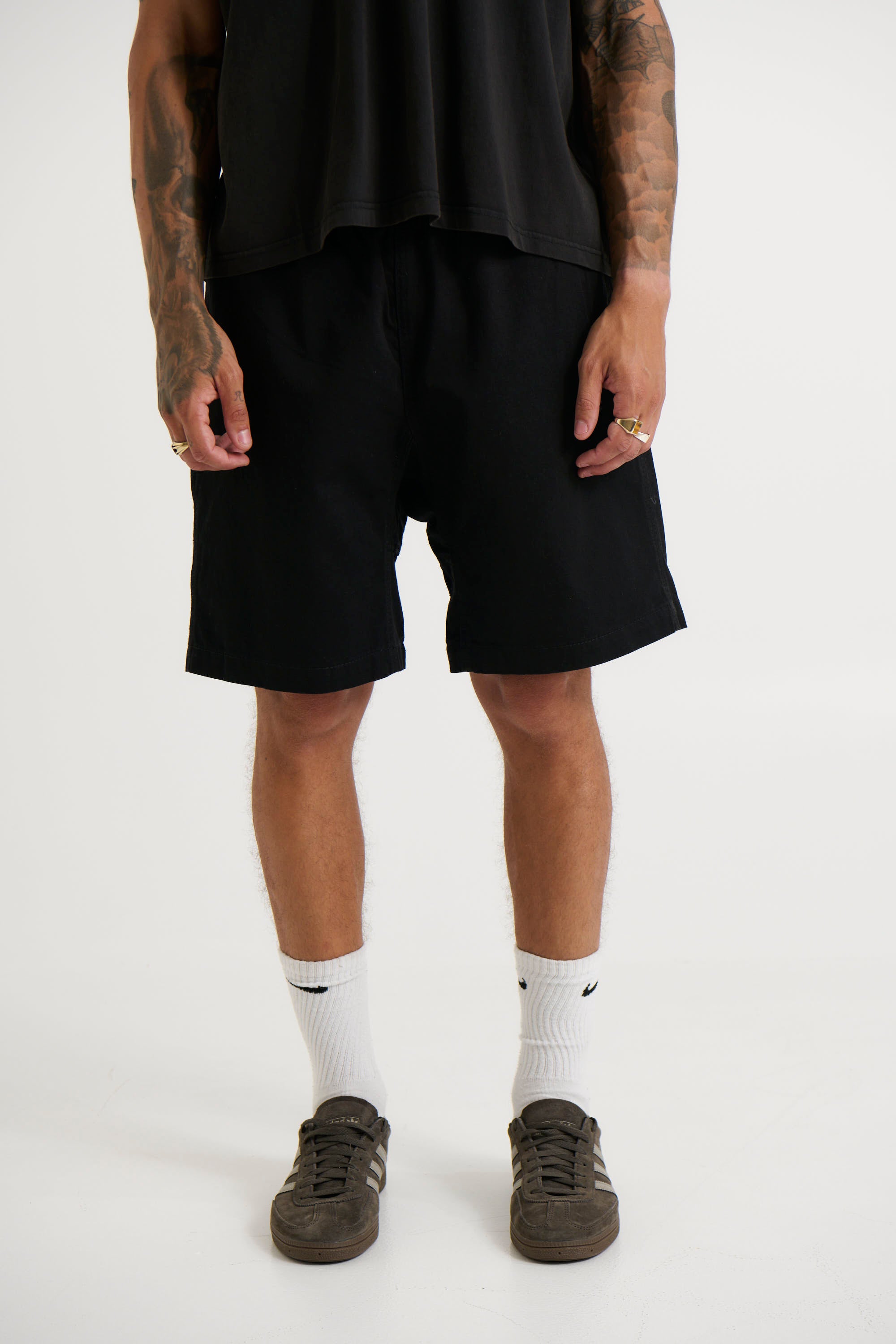 Fredrick Cotton Elastic Short Black - FINAL SALE
