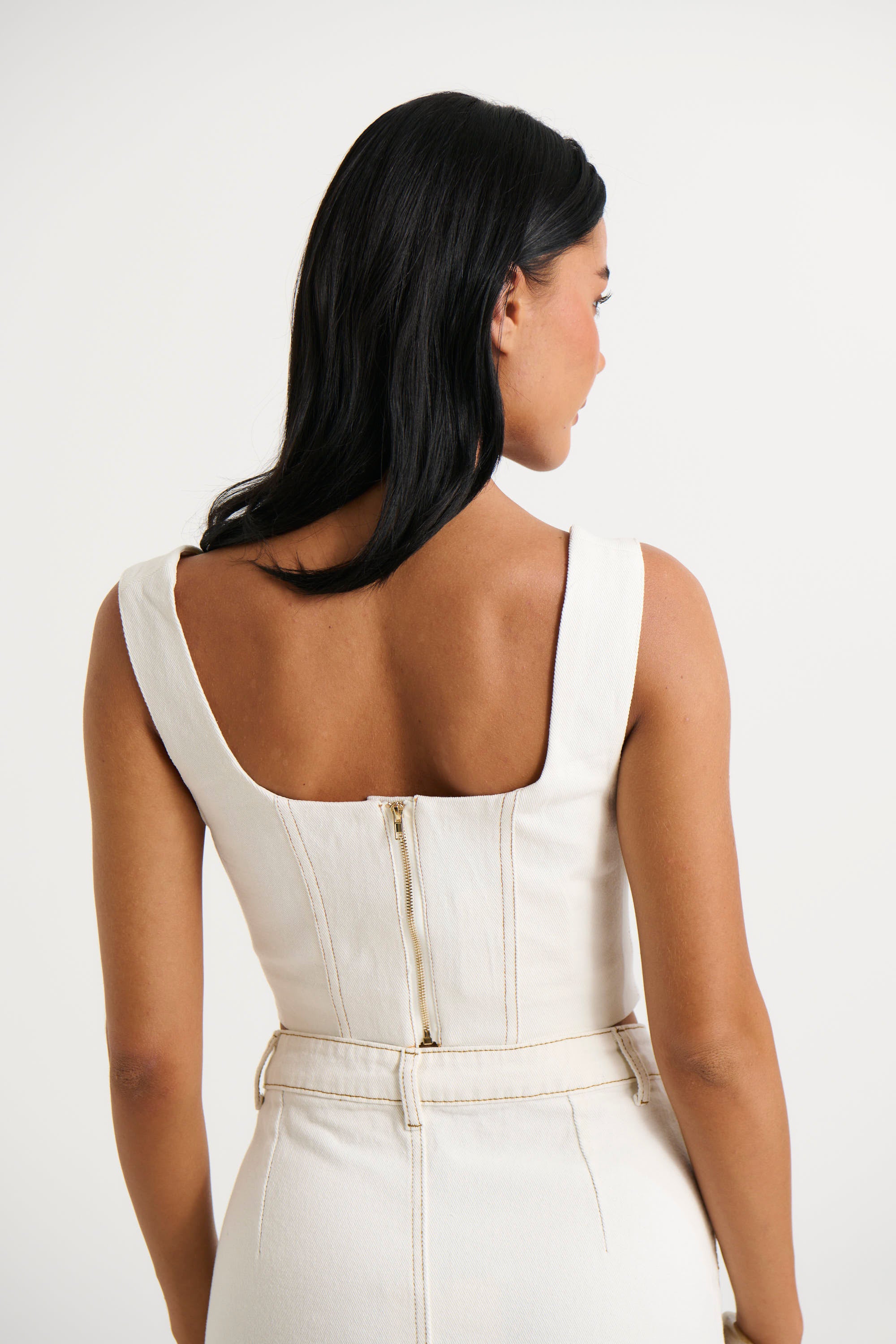 Yasmin Corset White Denim - FINAL SALE