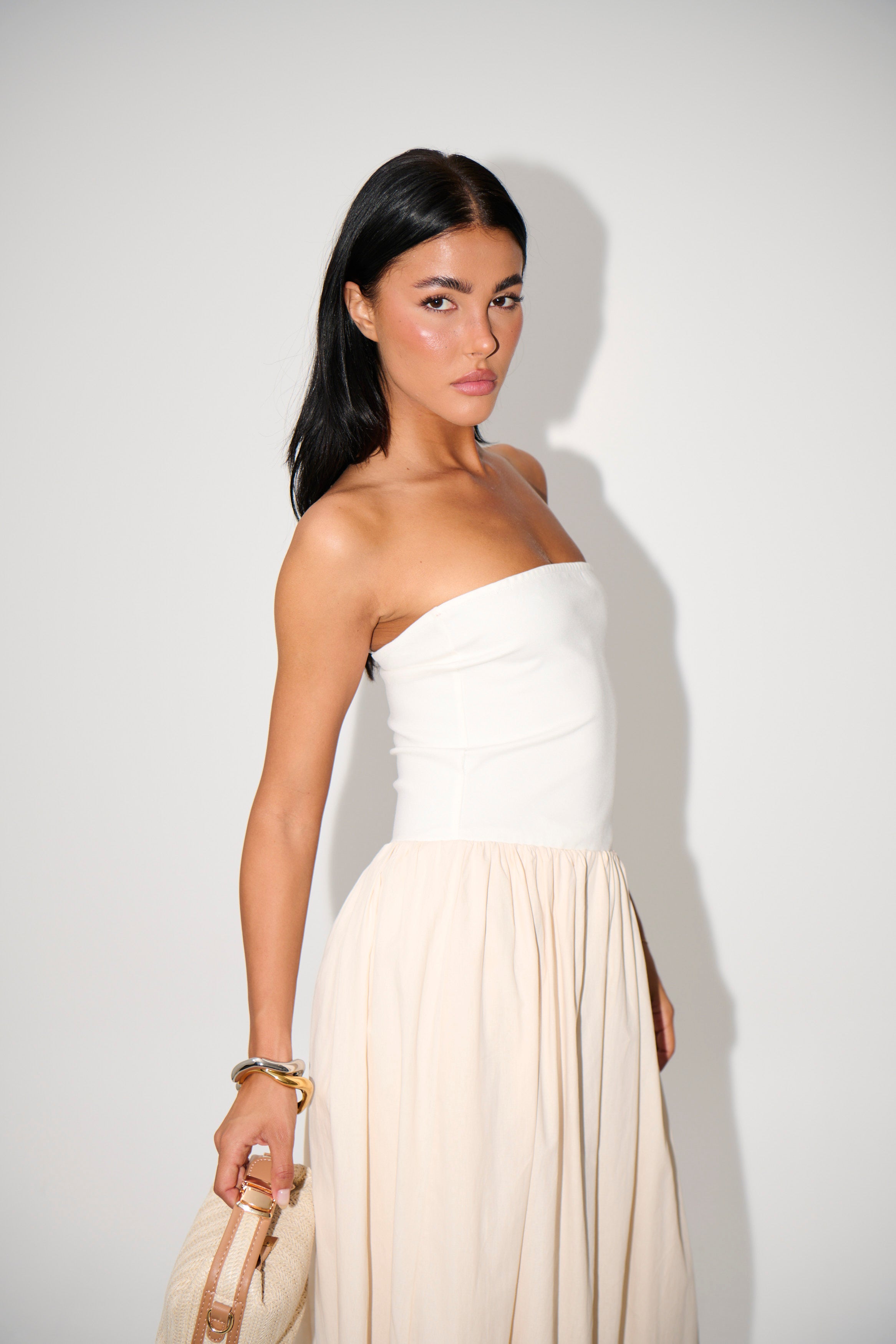 Zylie Midi Dress White/Cream