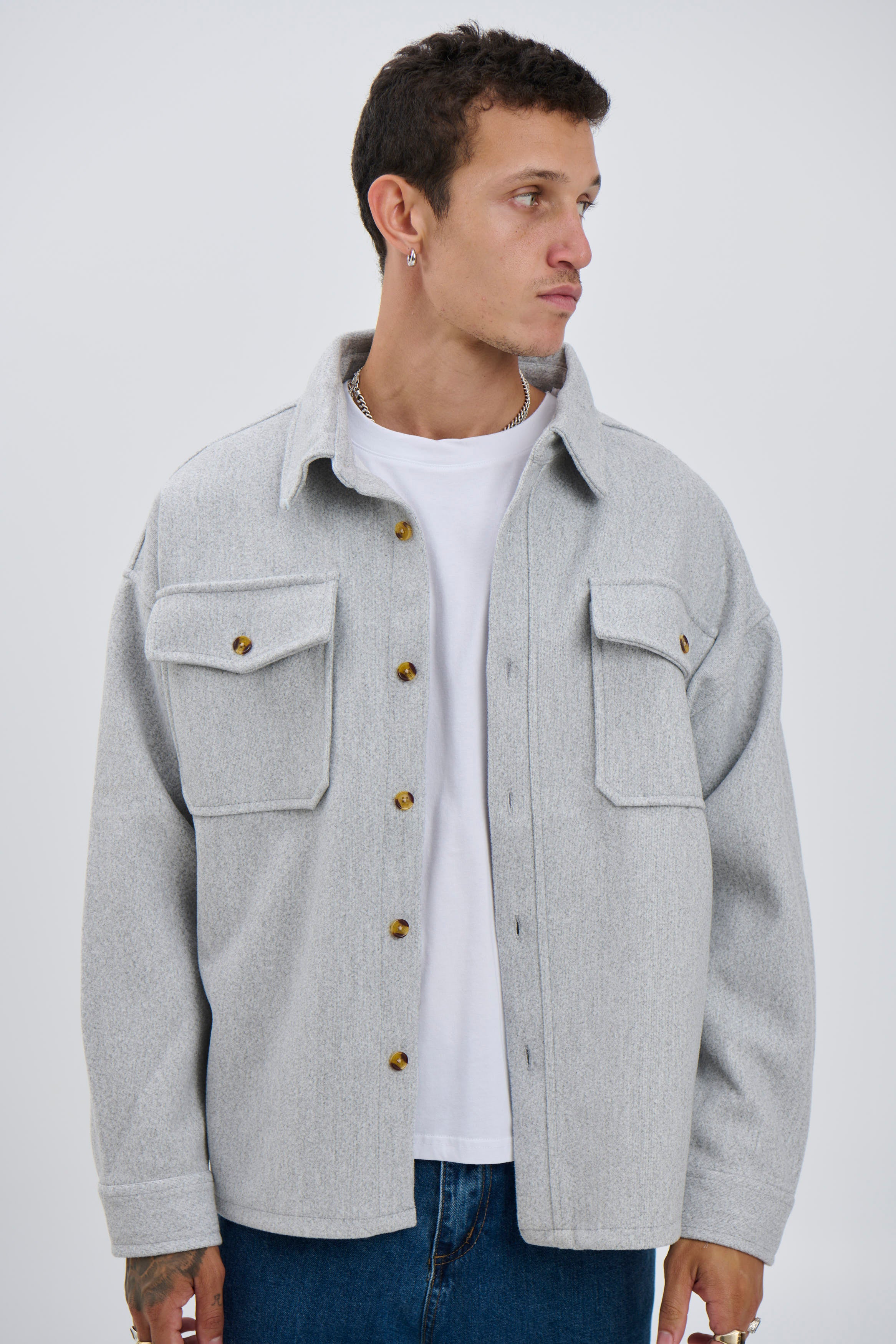 Heavyweight Box Overshirt Grey