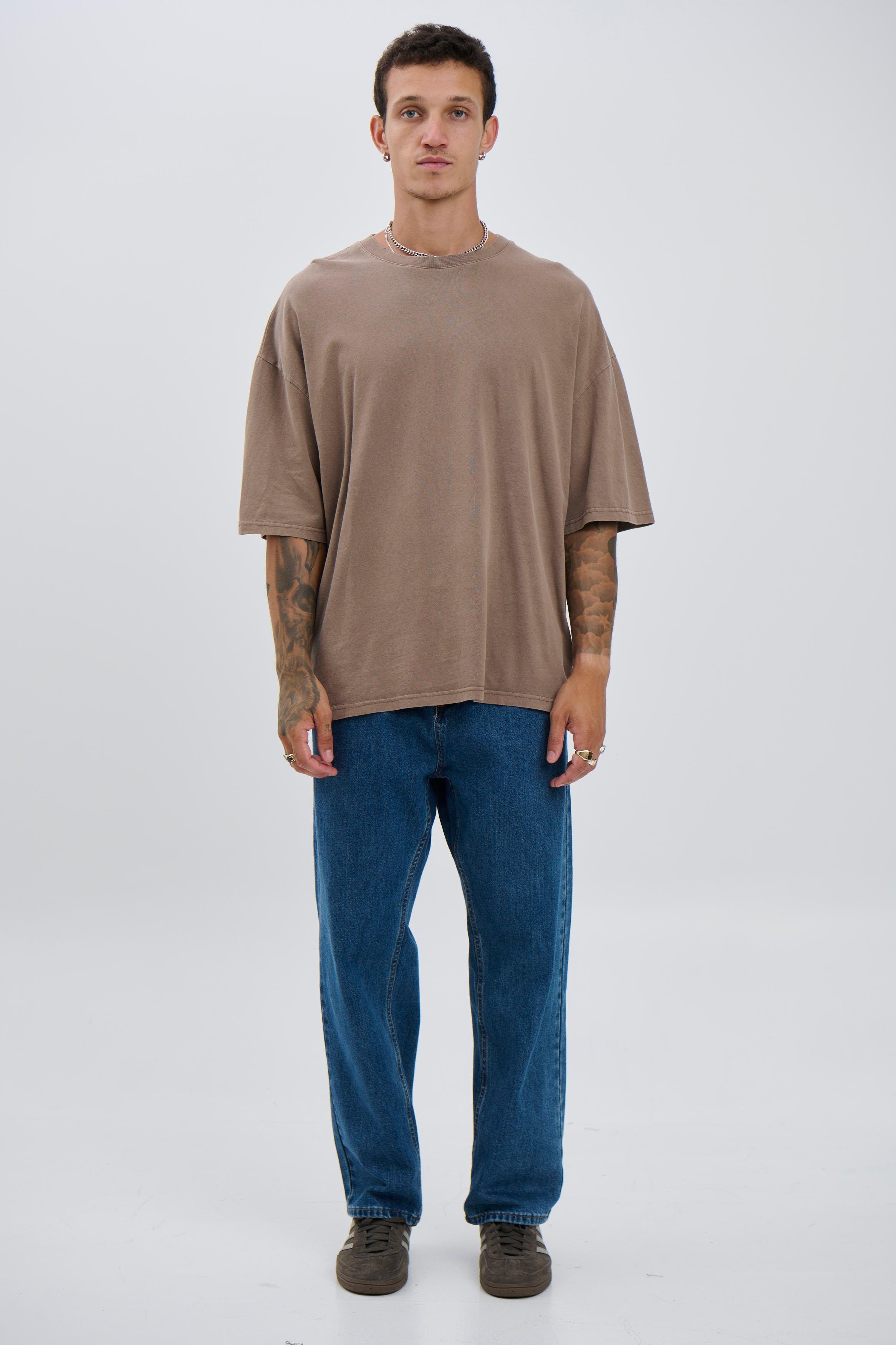 Salv Washed Crew Neck Tee Choc