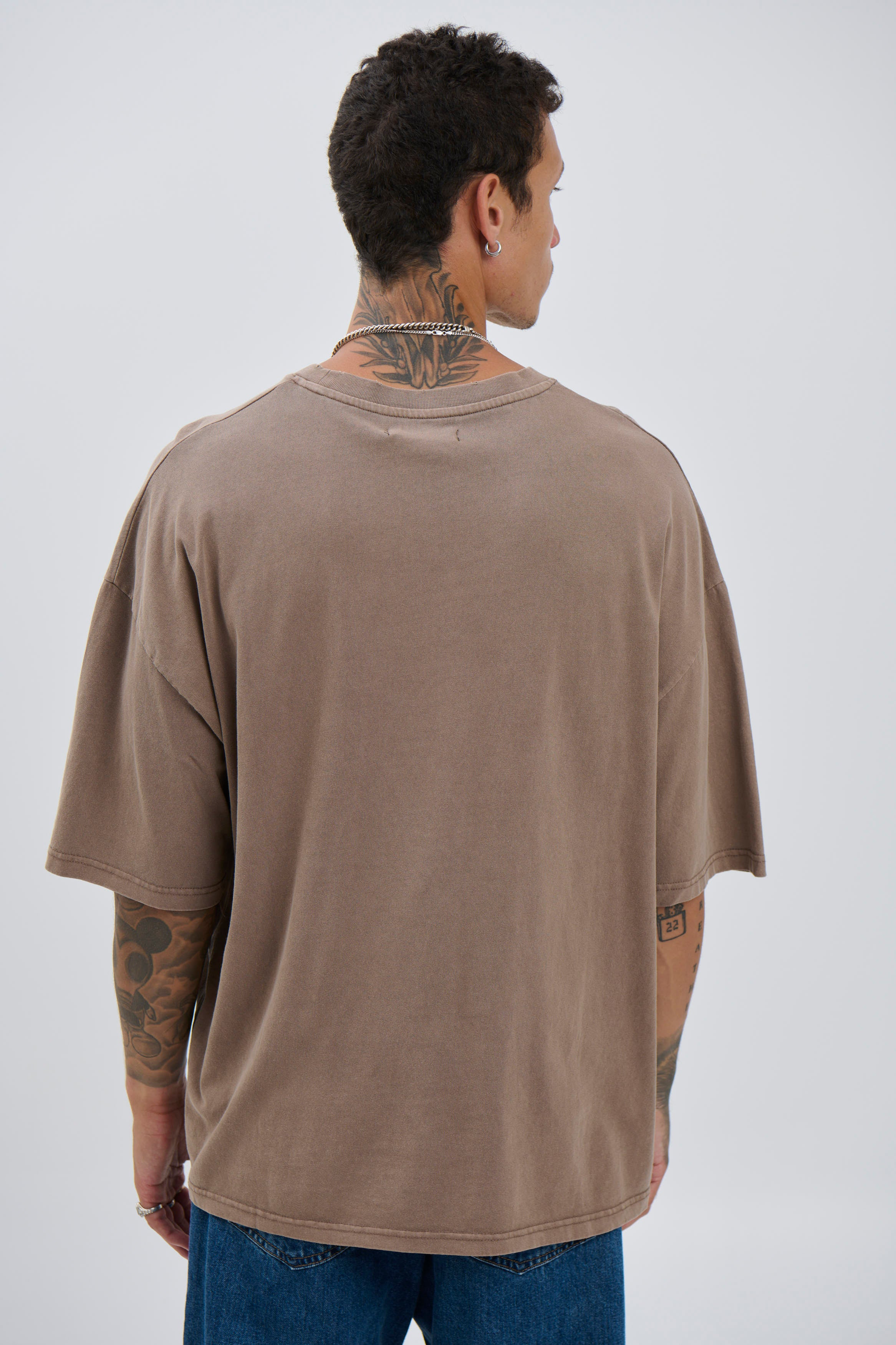 Salv Washed Crew Neck Tee Choc
