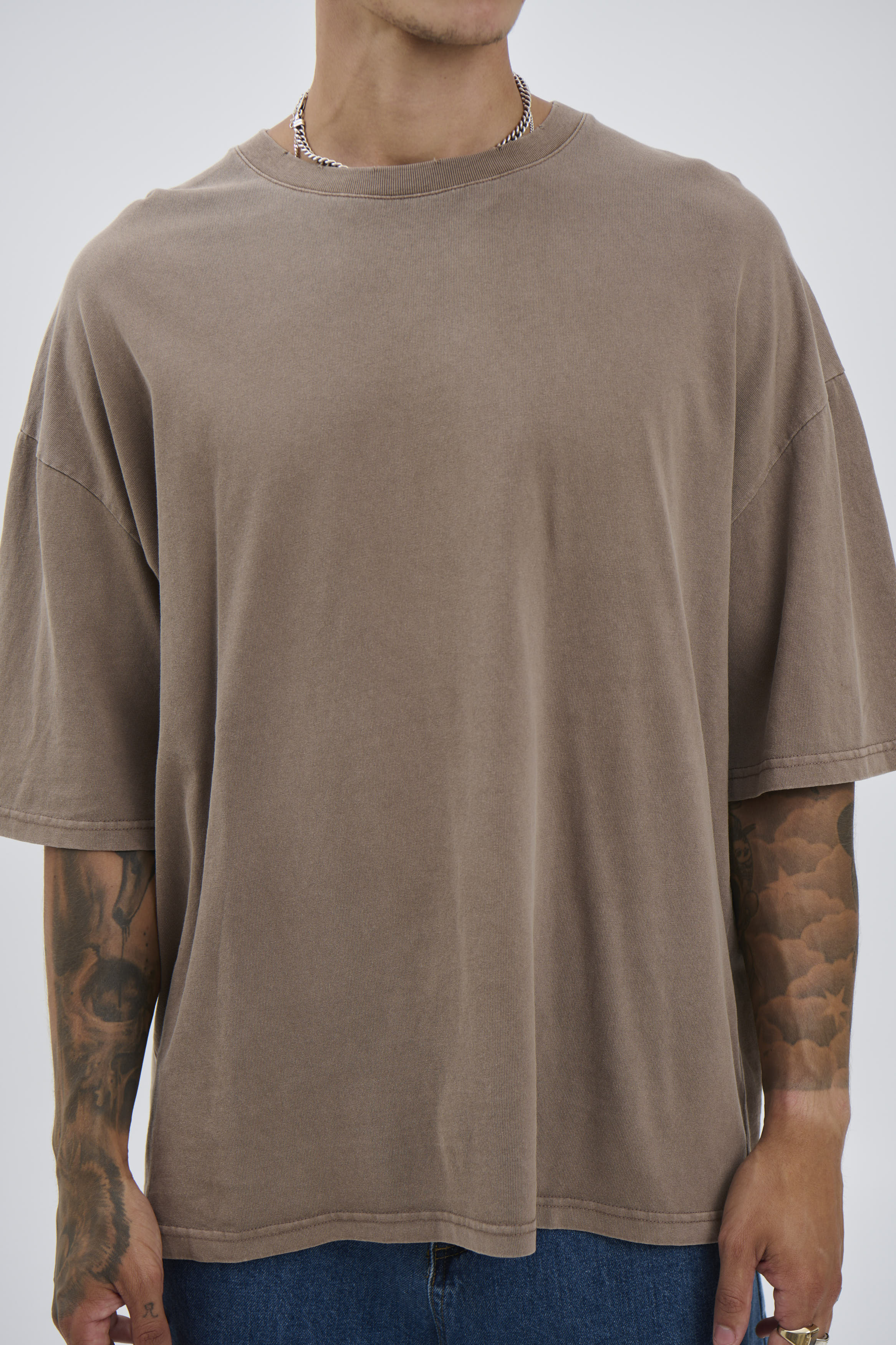 Salv Washed Crew Neck Tee Choc