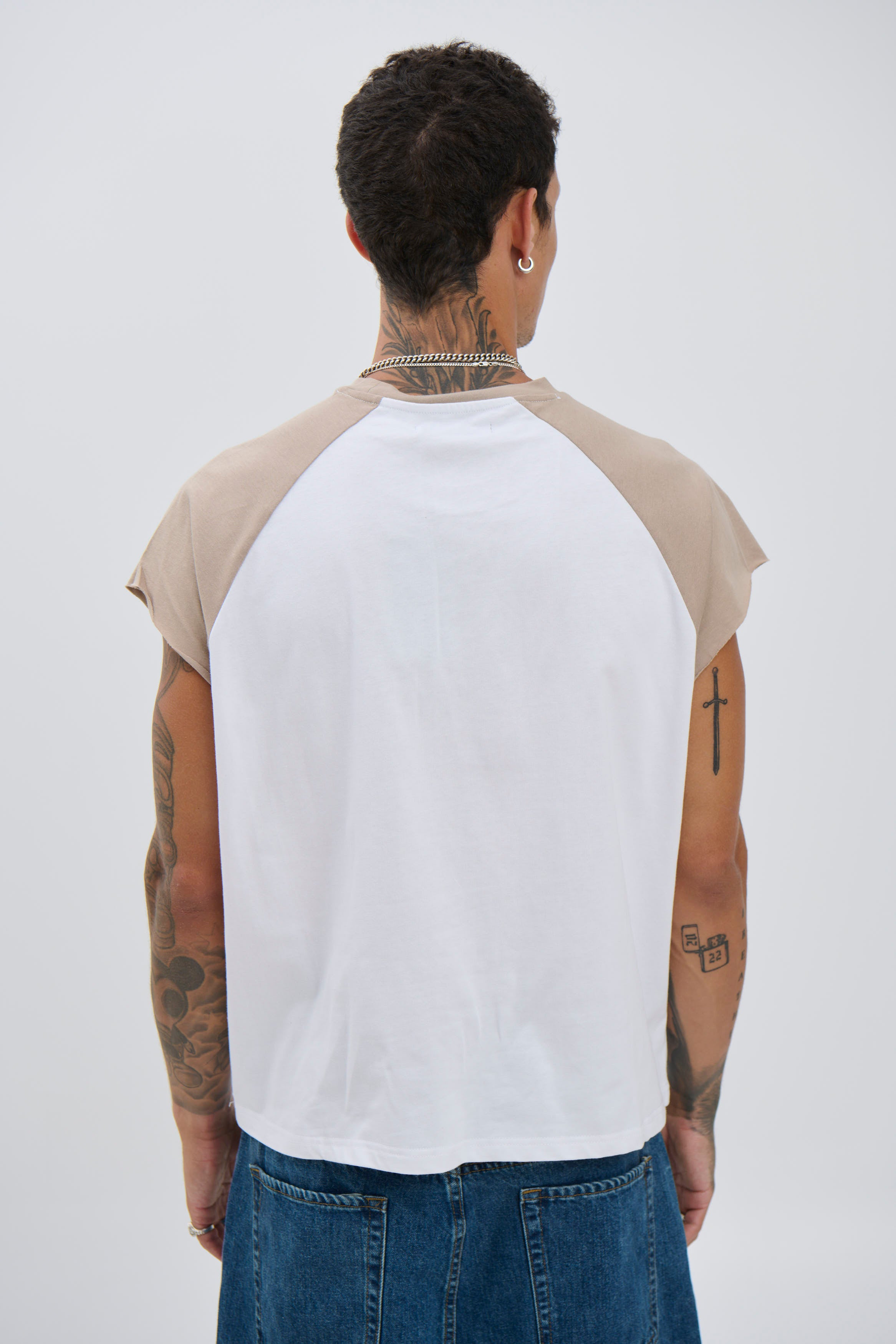 Raglan Crop Box Tank Light Khaki