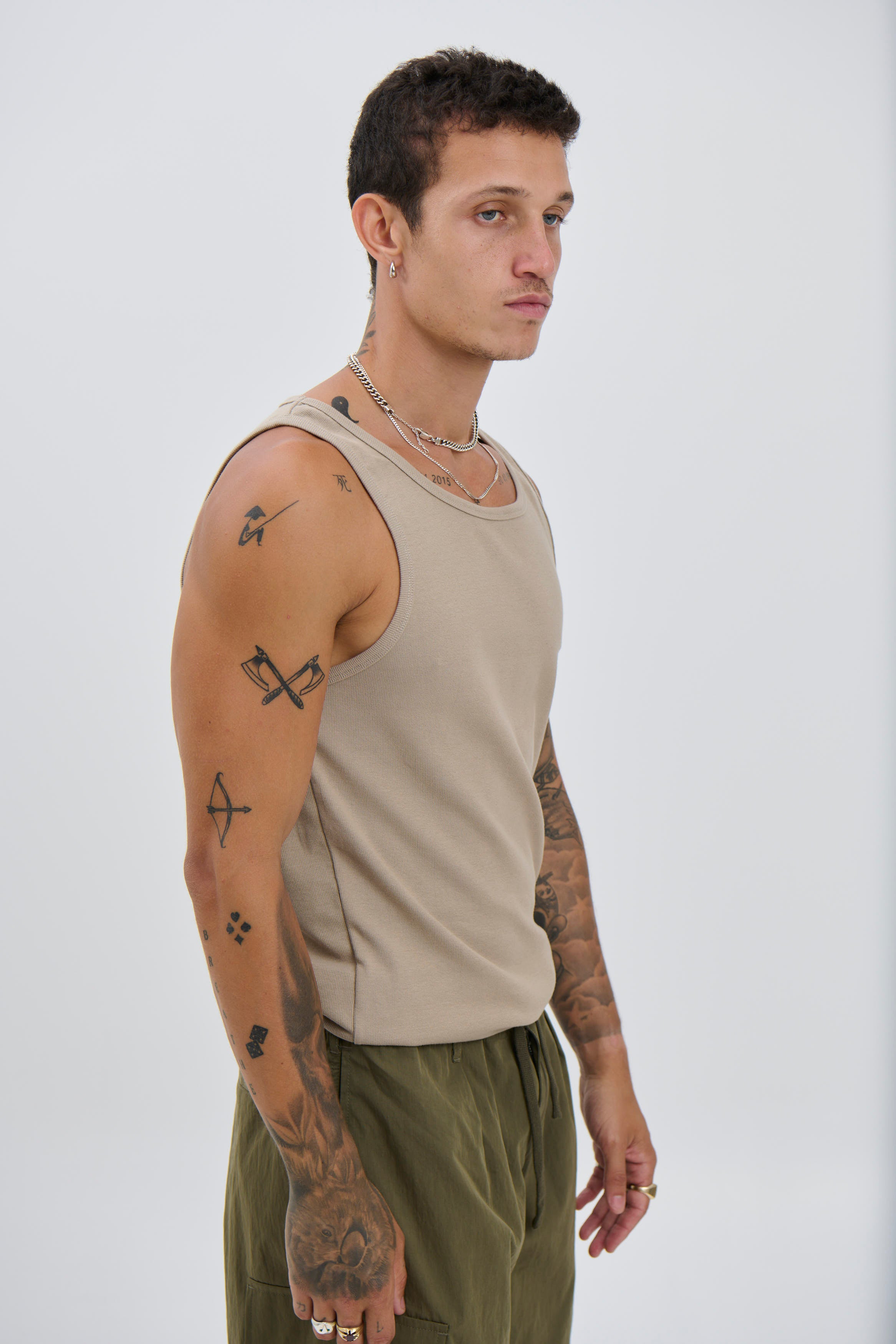 NTH Fitted Ribbed Tank Latte