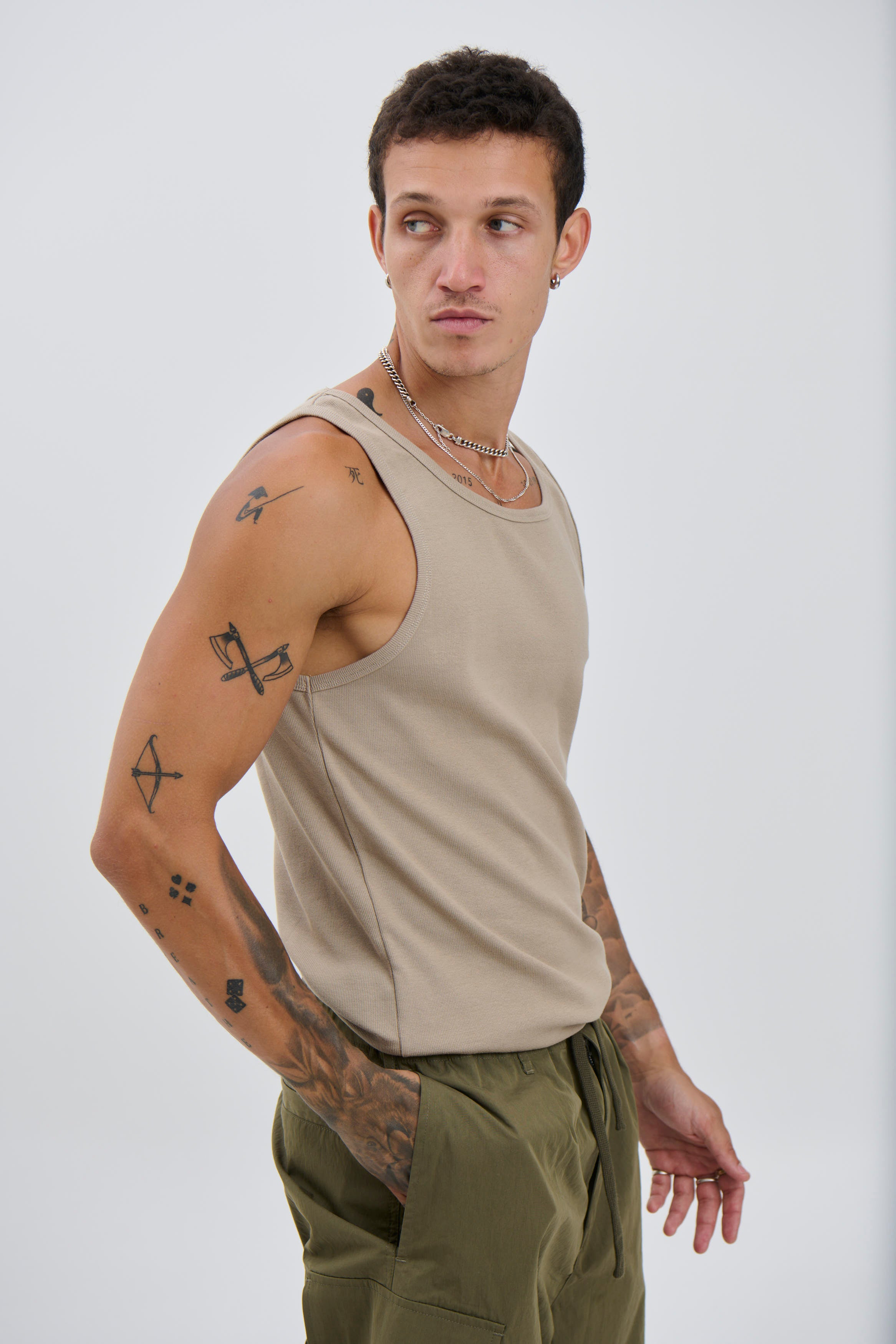 NTH Fitted Ribbed Tank Latte