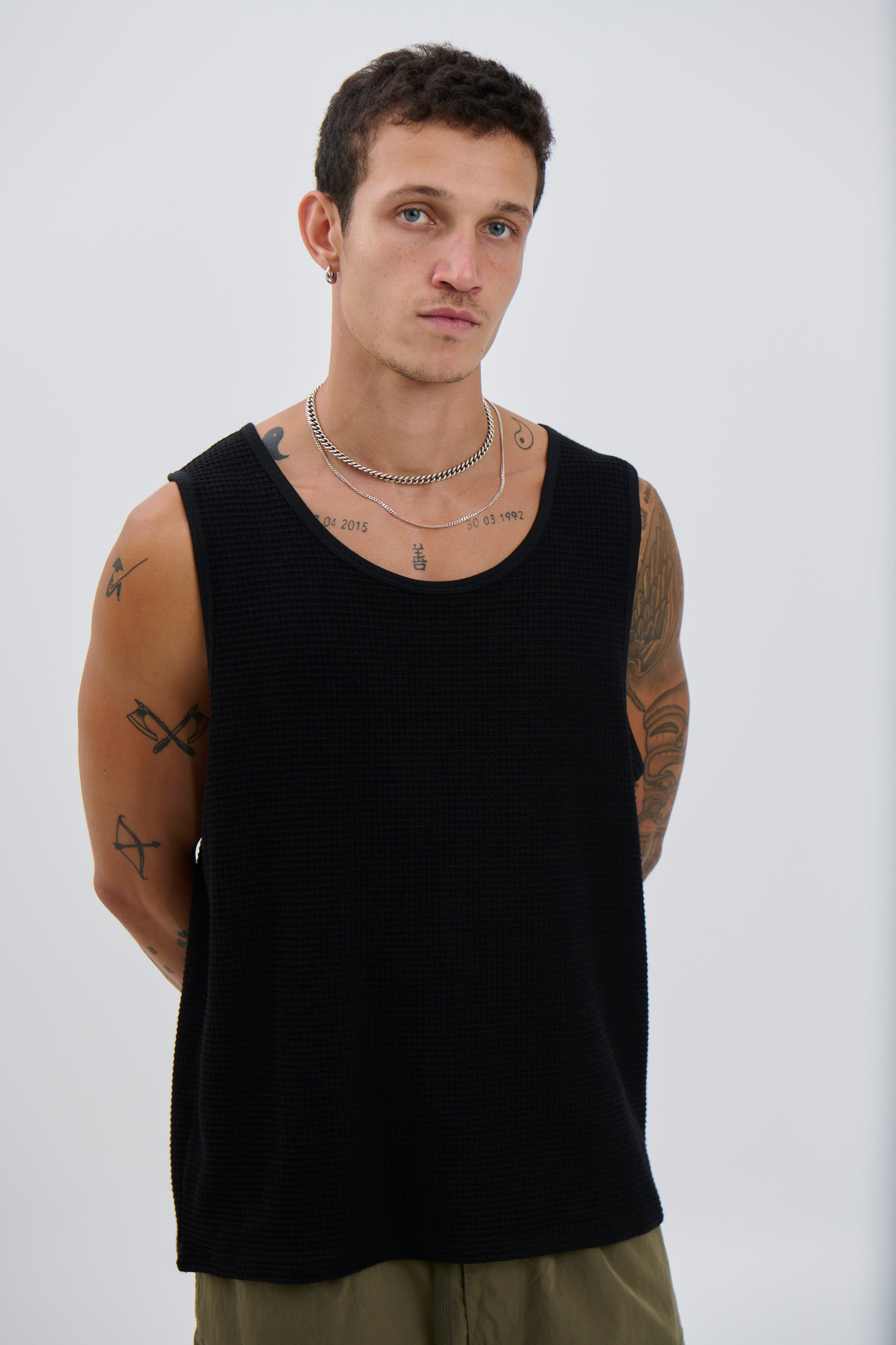 Joe Waffle Tank Black