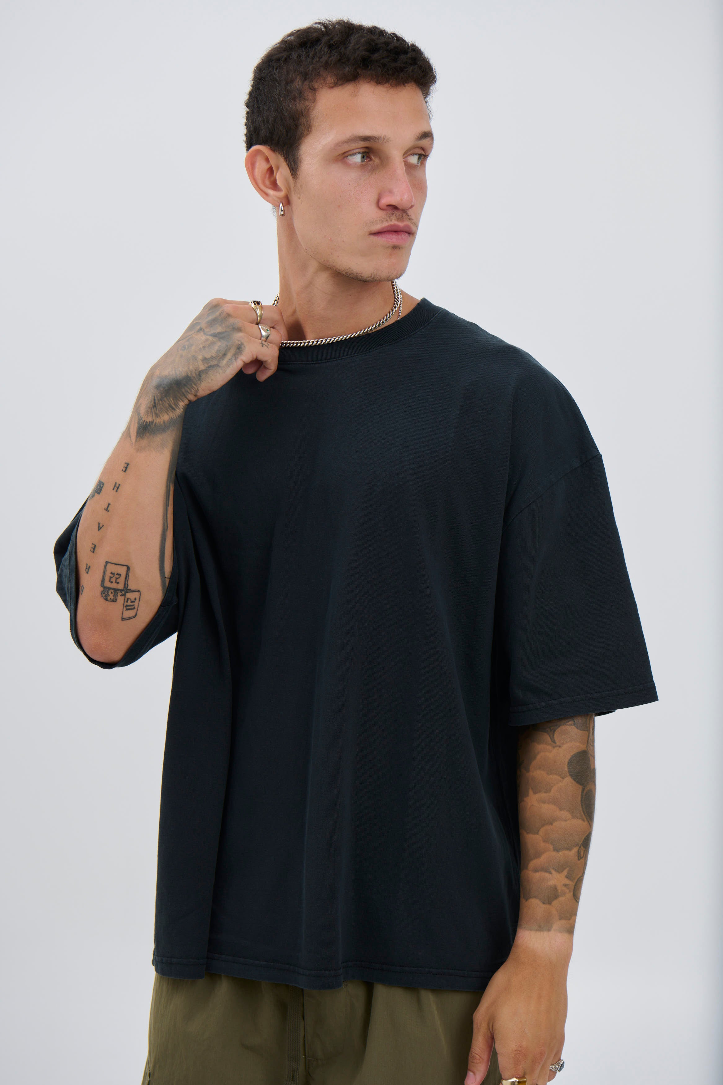 Salv Washed Crew Neck Tee Black