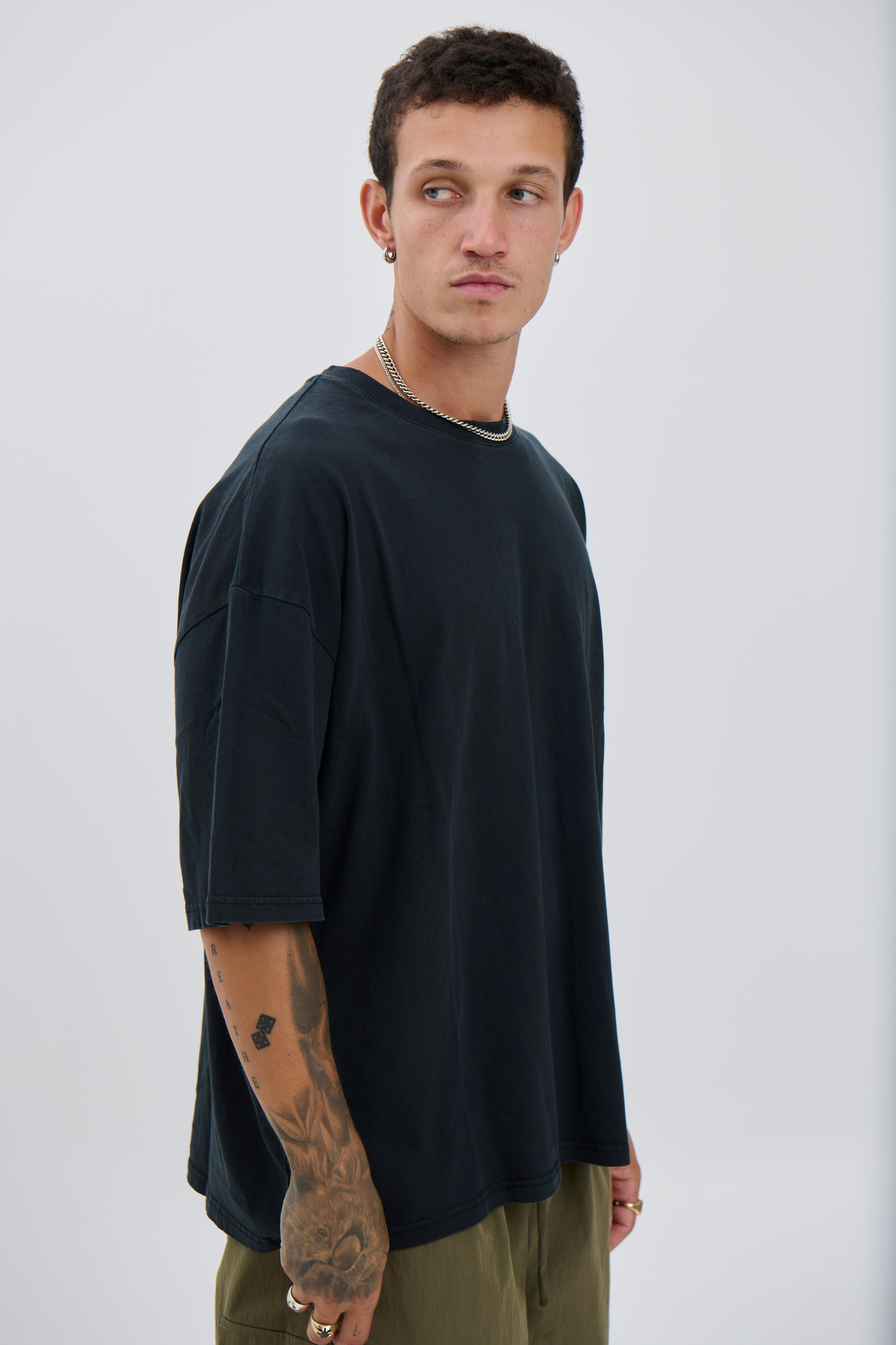 Salv Washed Crew Neck Tee Black