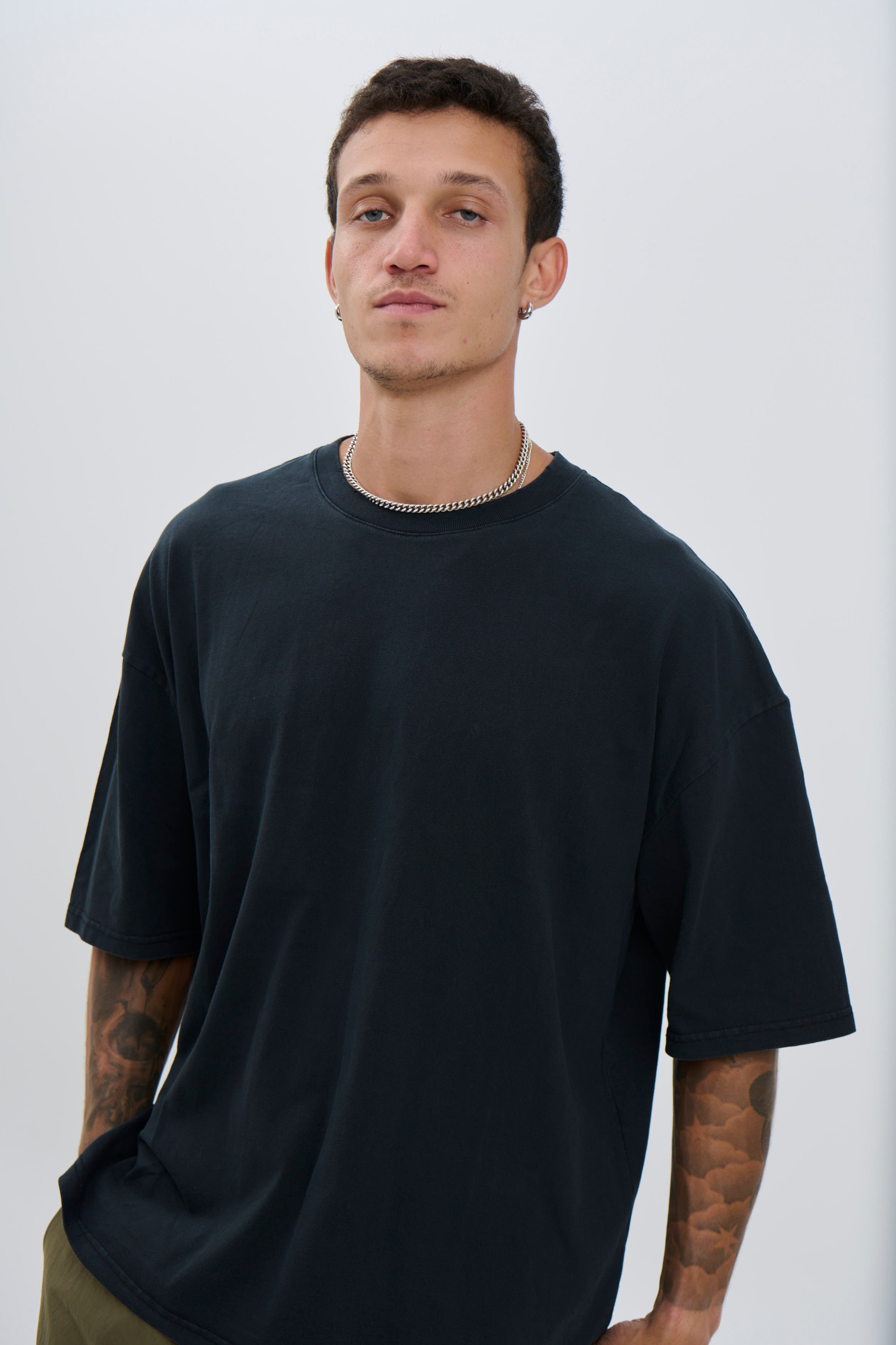 Salv Washed Crew Neck Tee Black