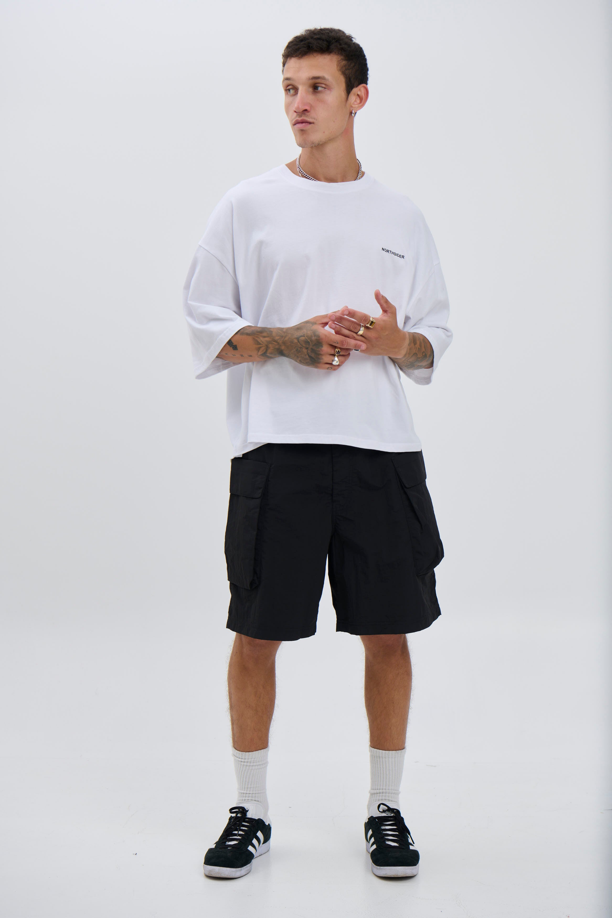 NTH Crop Box Tee Logo White - FINAL SALE