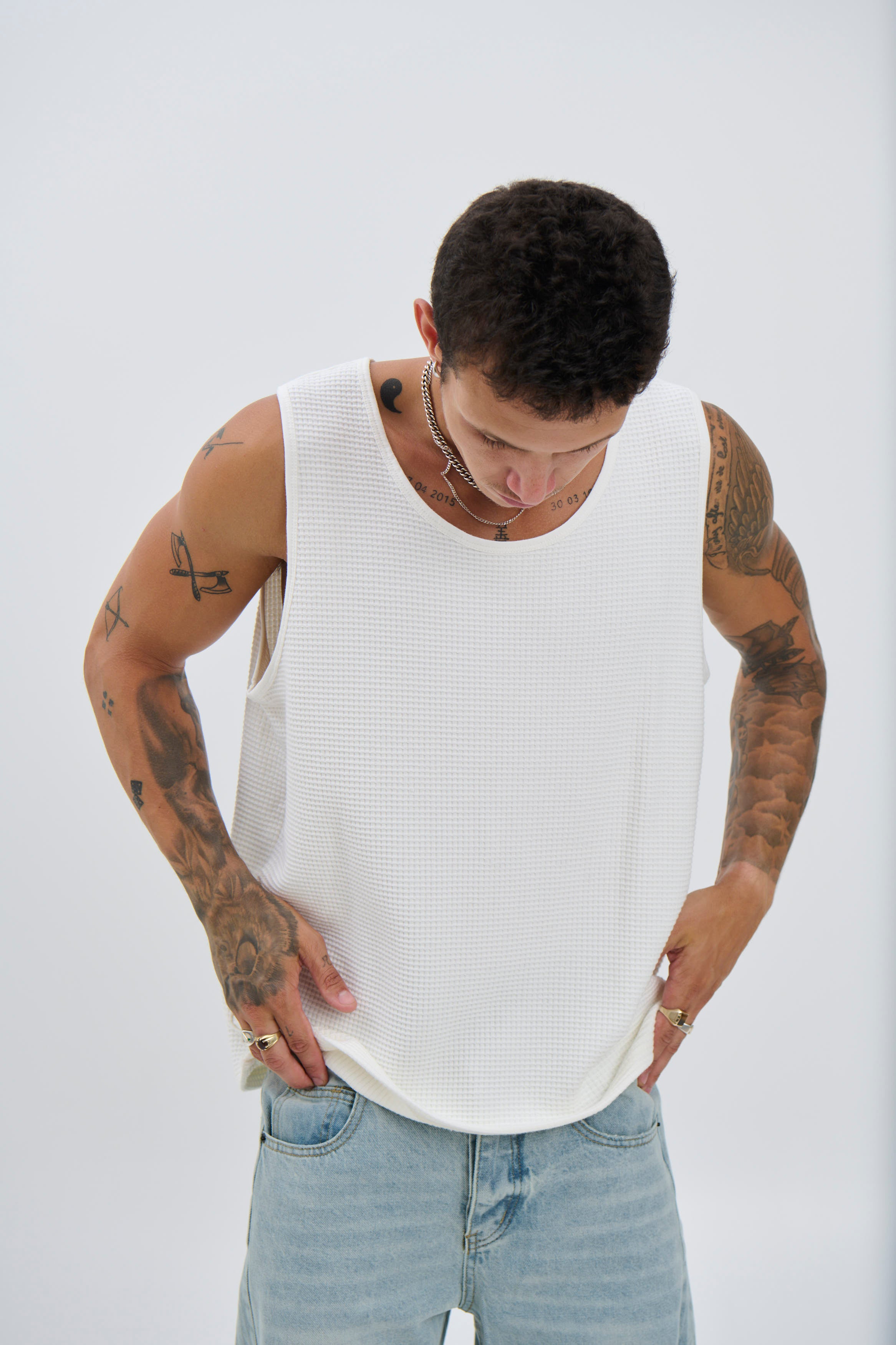 Joe Waffle Tank White