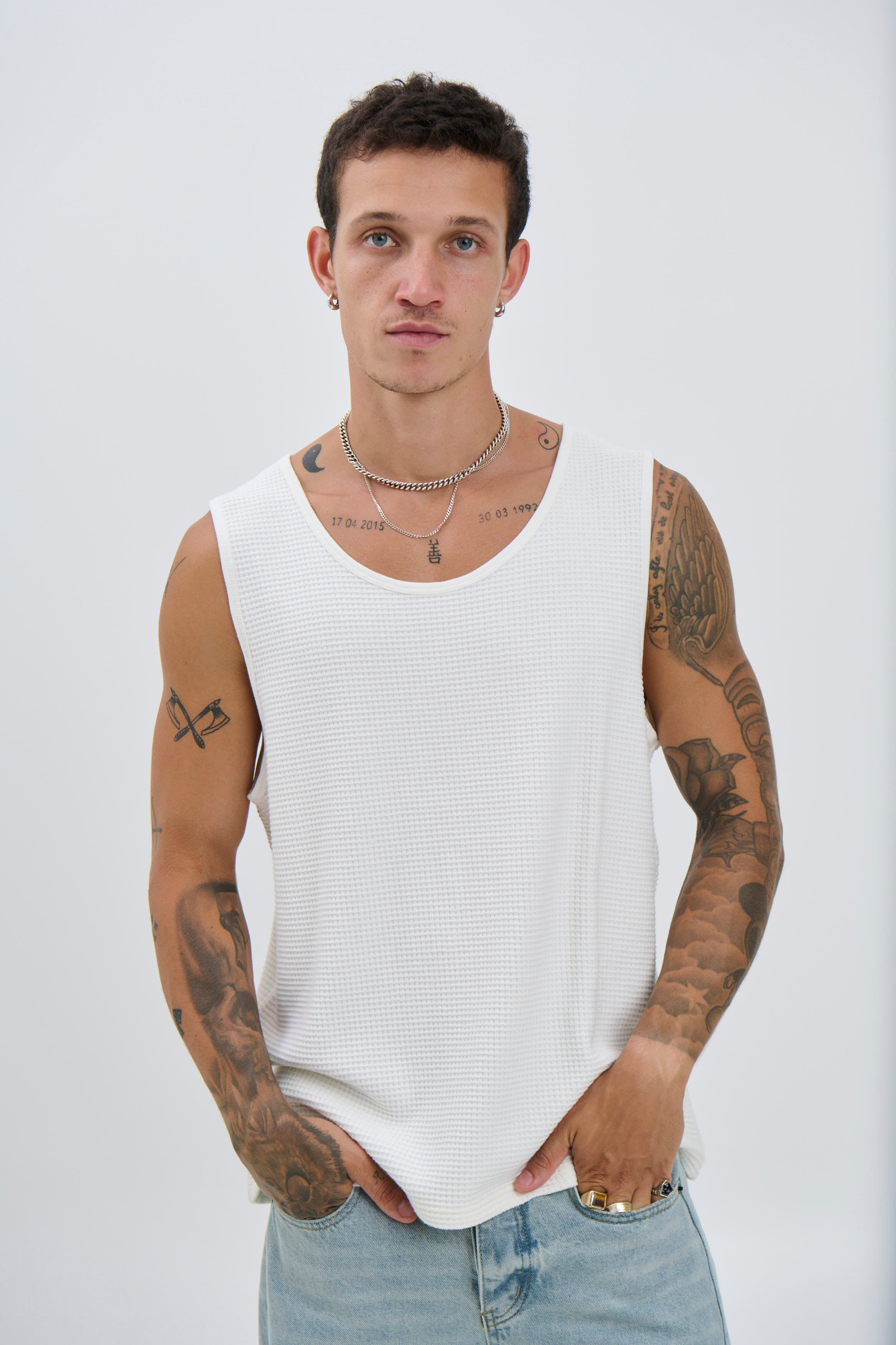 Joe Waffle Tank White